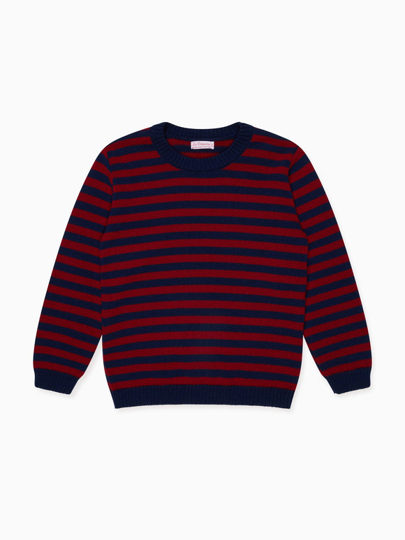 Burgundy Stripe Bromo Merino Boy Jumper