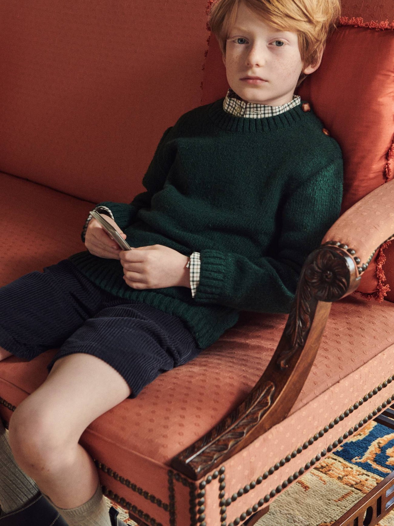 Navy Lucas Corduroy Boy Shorts