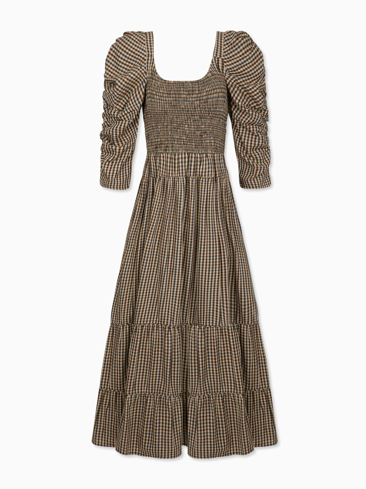 Burgundy Check Ines Womens Long Dress