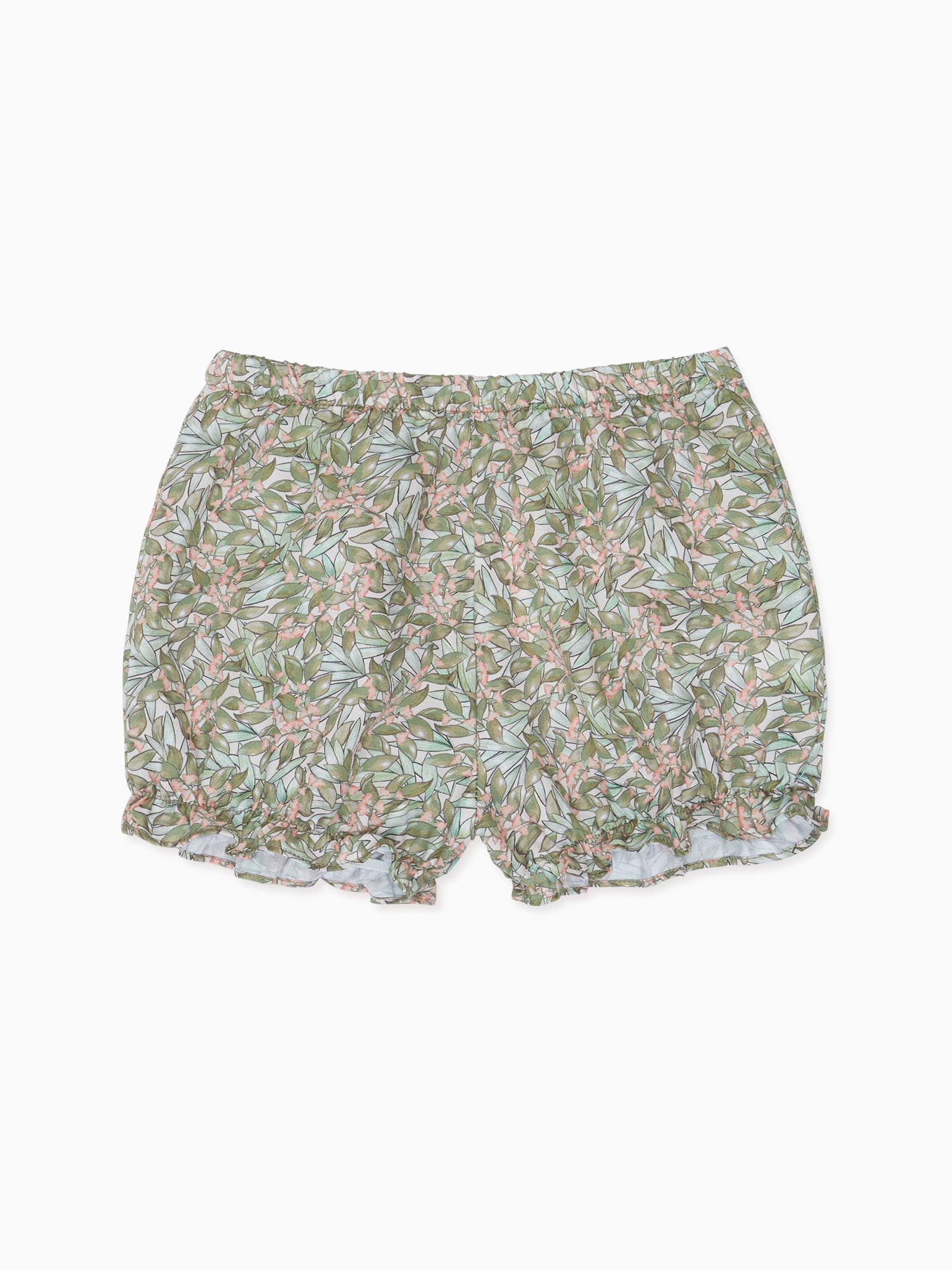 Green Floral Cala Cotton Baby Girl Bloomers