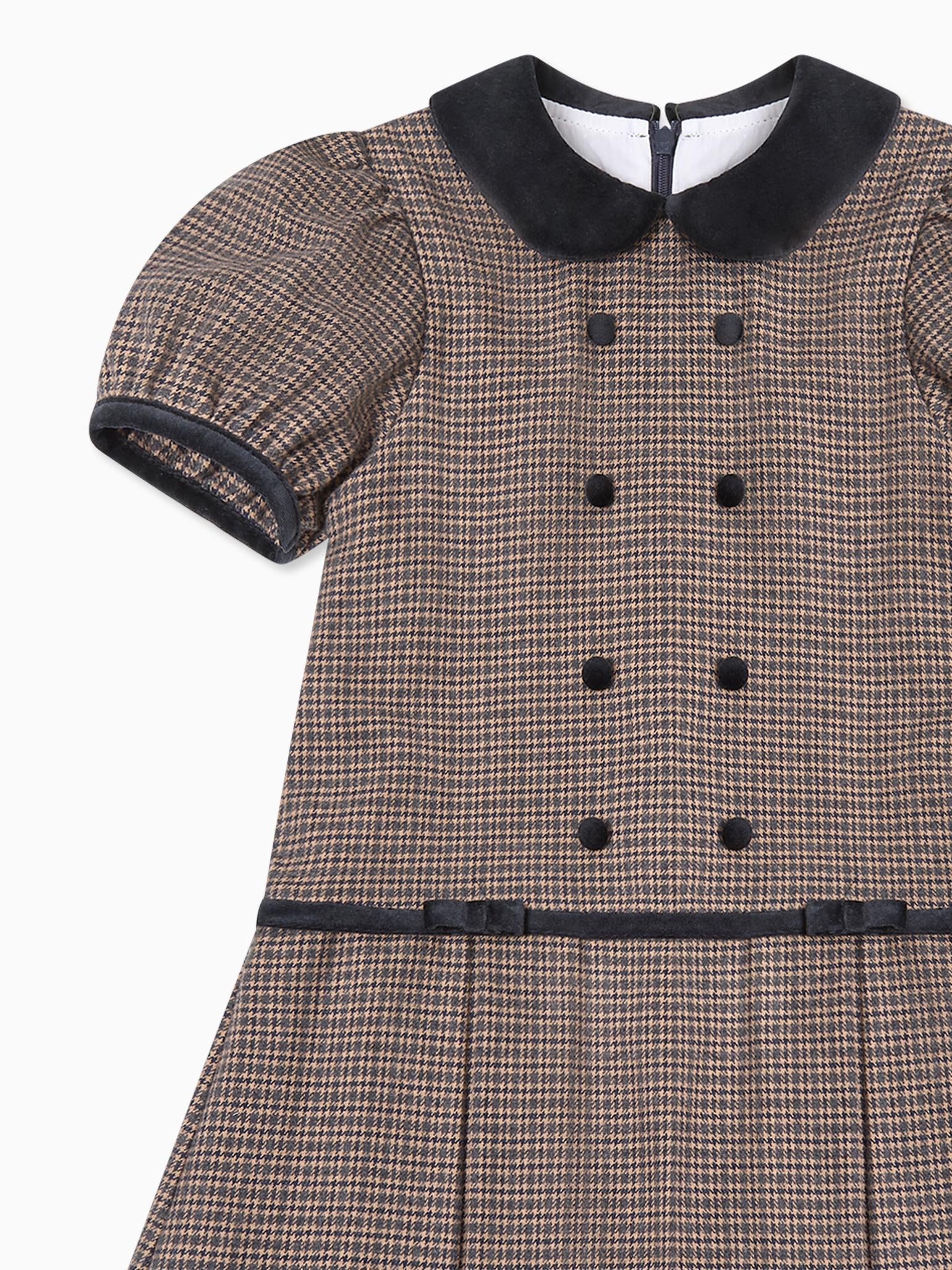 Brown Check Camala Girl Drop Waist Dress
