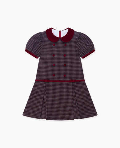 Burgundy Check Camala Girl Drop Waist Dress