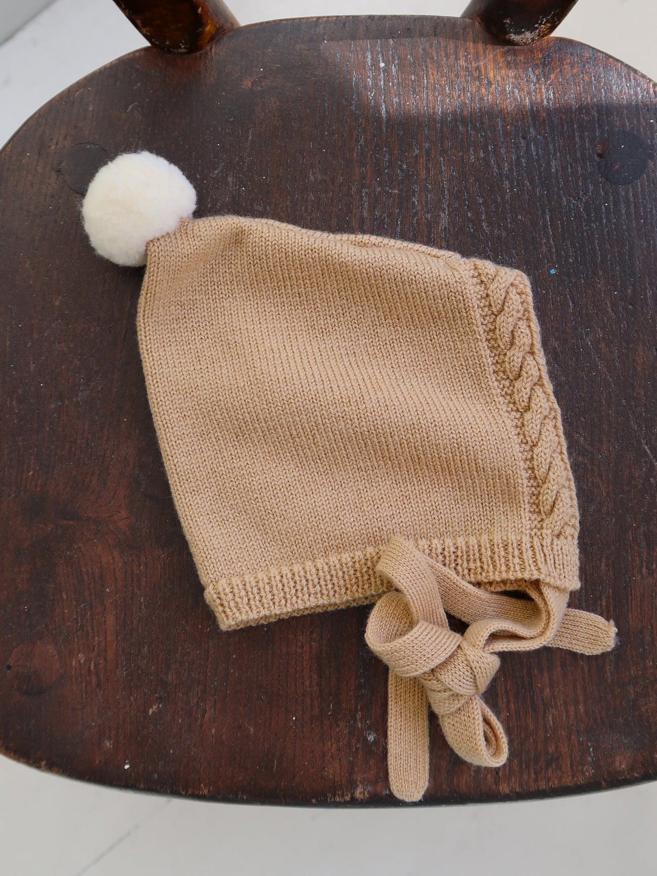 Camel Alma Merino Baby Knitted Bonnet