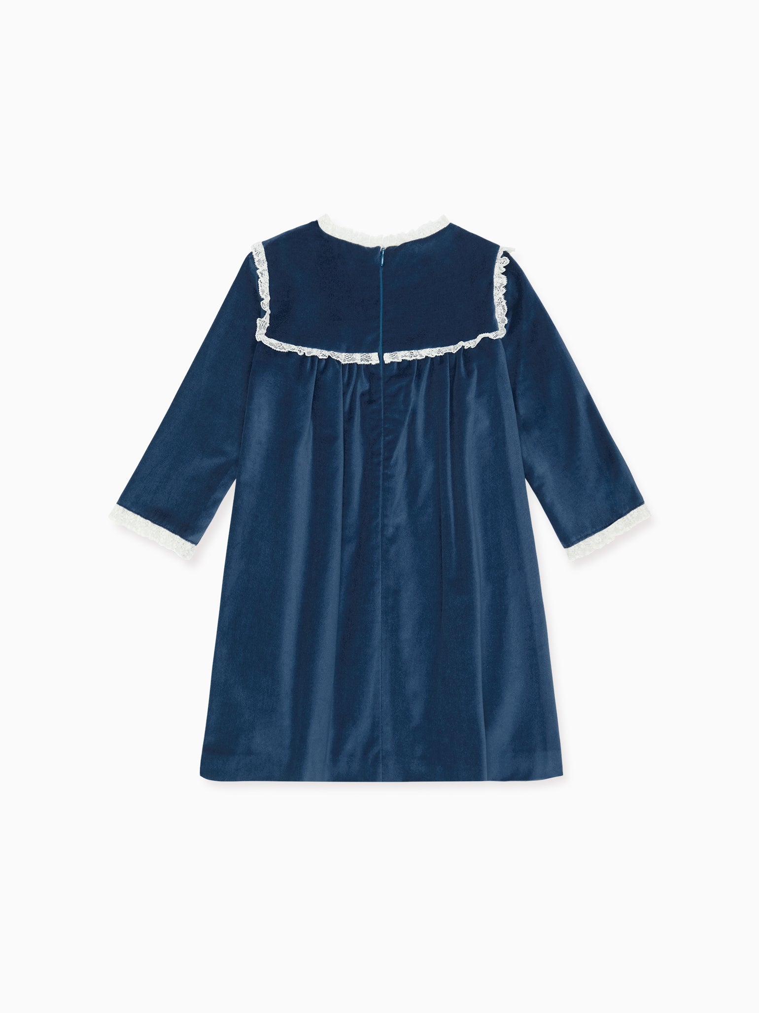 Blue Carolina Velvet Girl Empire Dress