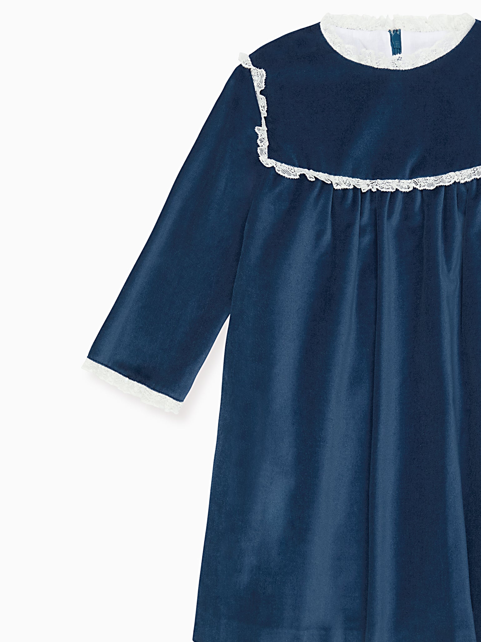 Blue Carolina Velvet Girl Empire Dress