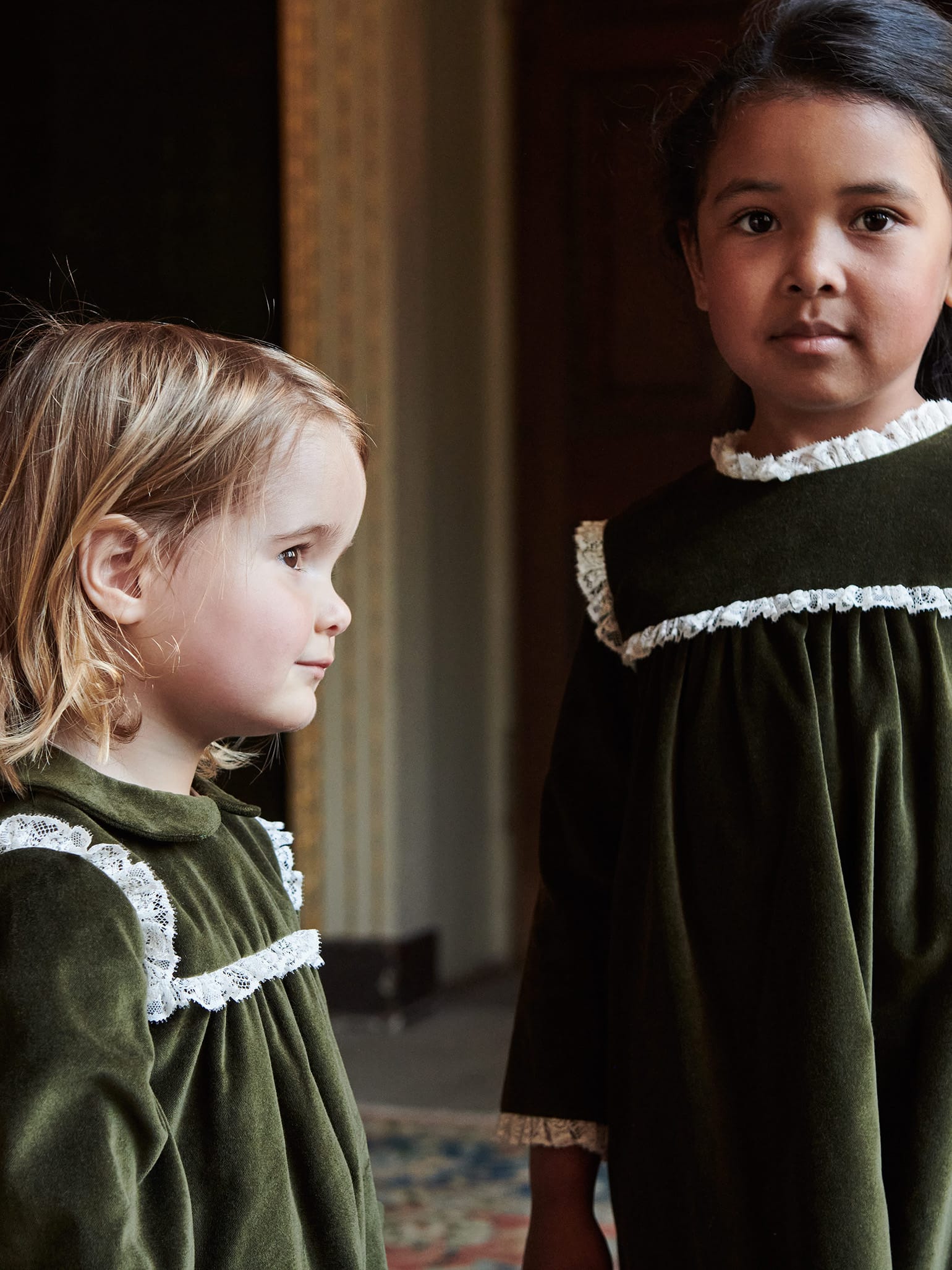 Green Carolina Girl Velvet Empire Dress
