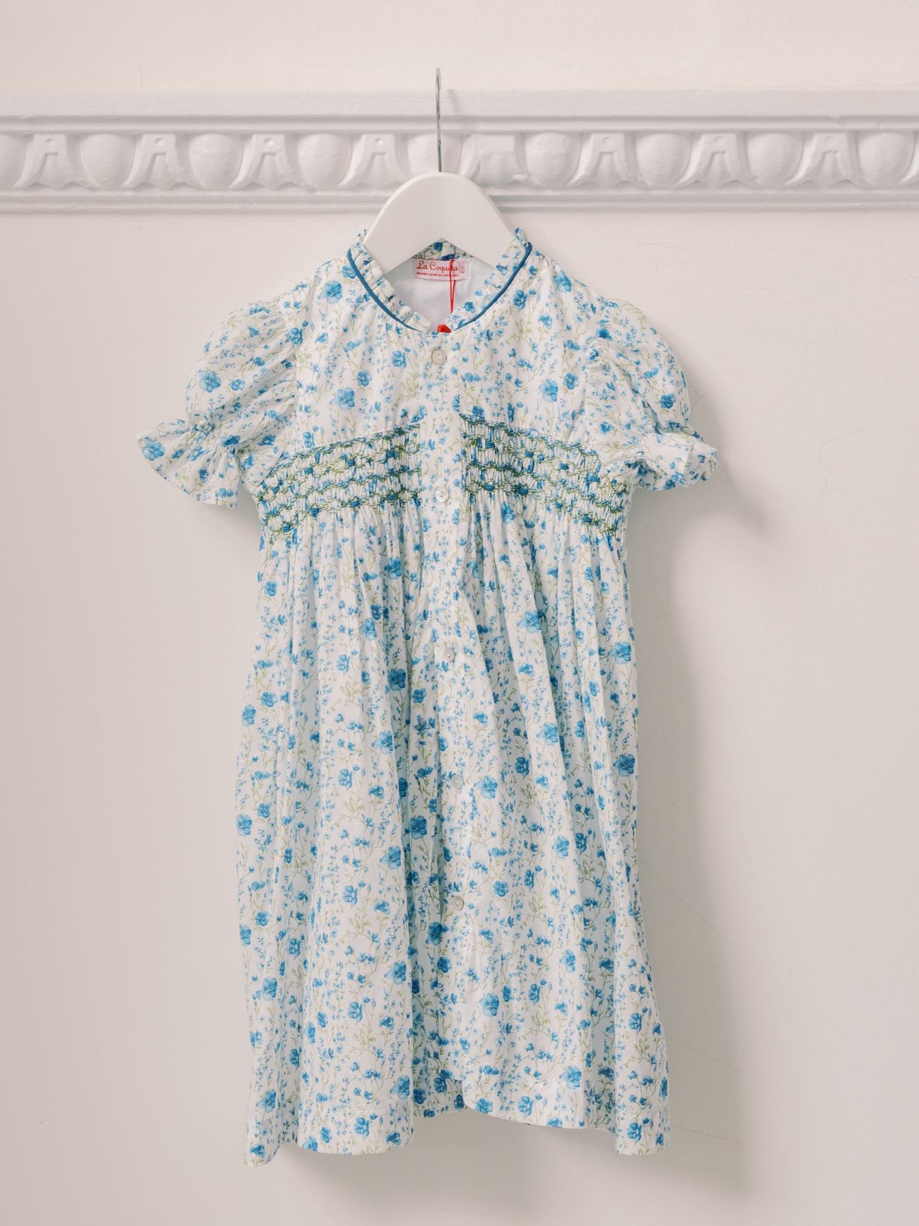 Blue Floral Casilda Girl Hand-Smocked Dress