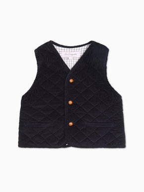 Navy Caza Corduroy Boy Sleeveless Jacket
