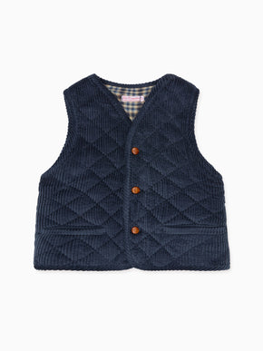 Blue Caza Corduroy Kids Sleeveless Jacket