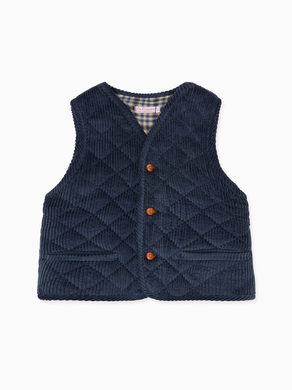 Blue Caza Corduroy Kids Sleeveless Jacket
