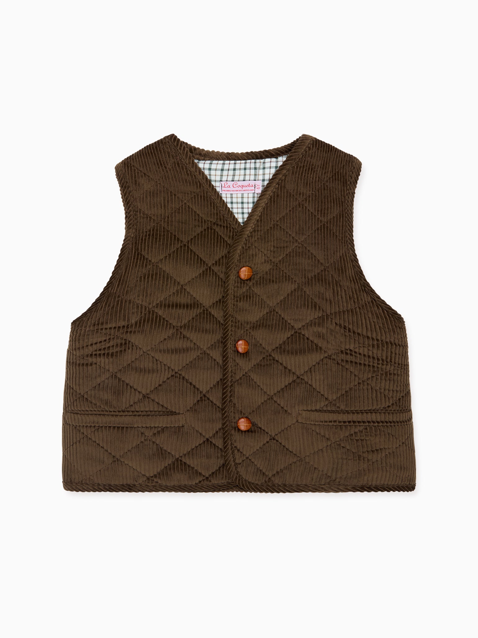 Chocolate Brown Caza Corduroy Kids Sleeveless Jacket