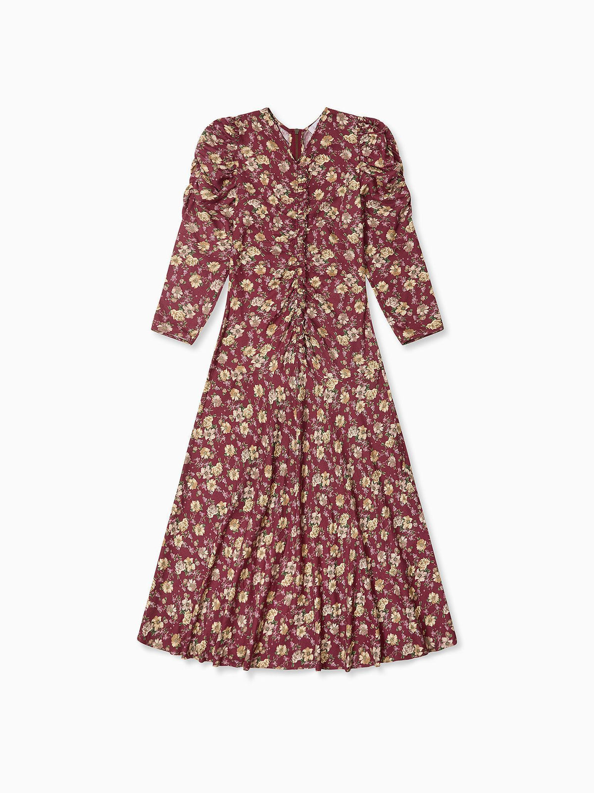Burgundy Floral Celia Women Long Dress