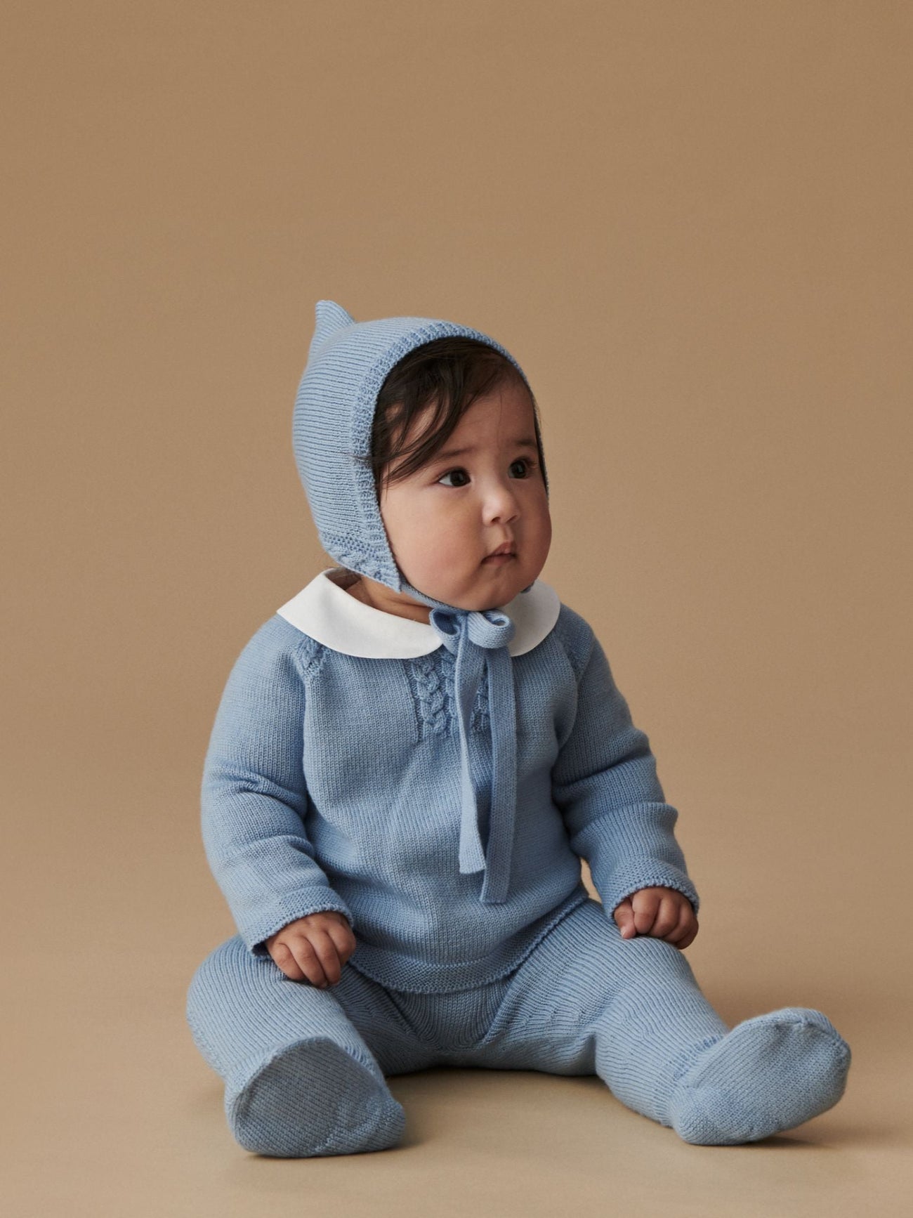 Dusty Blue Celyn Merino Baby Knitted Set