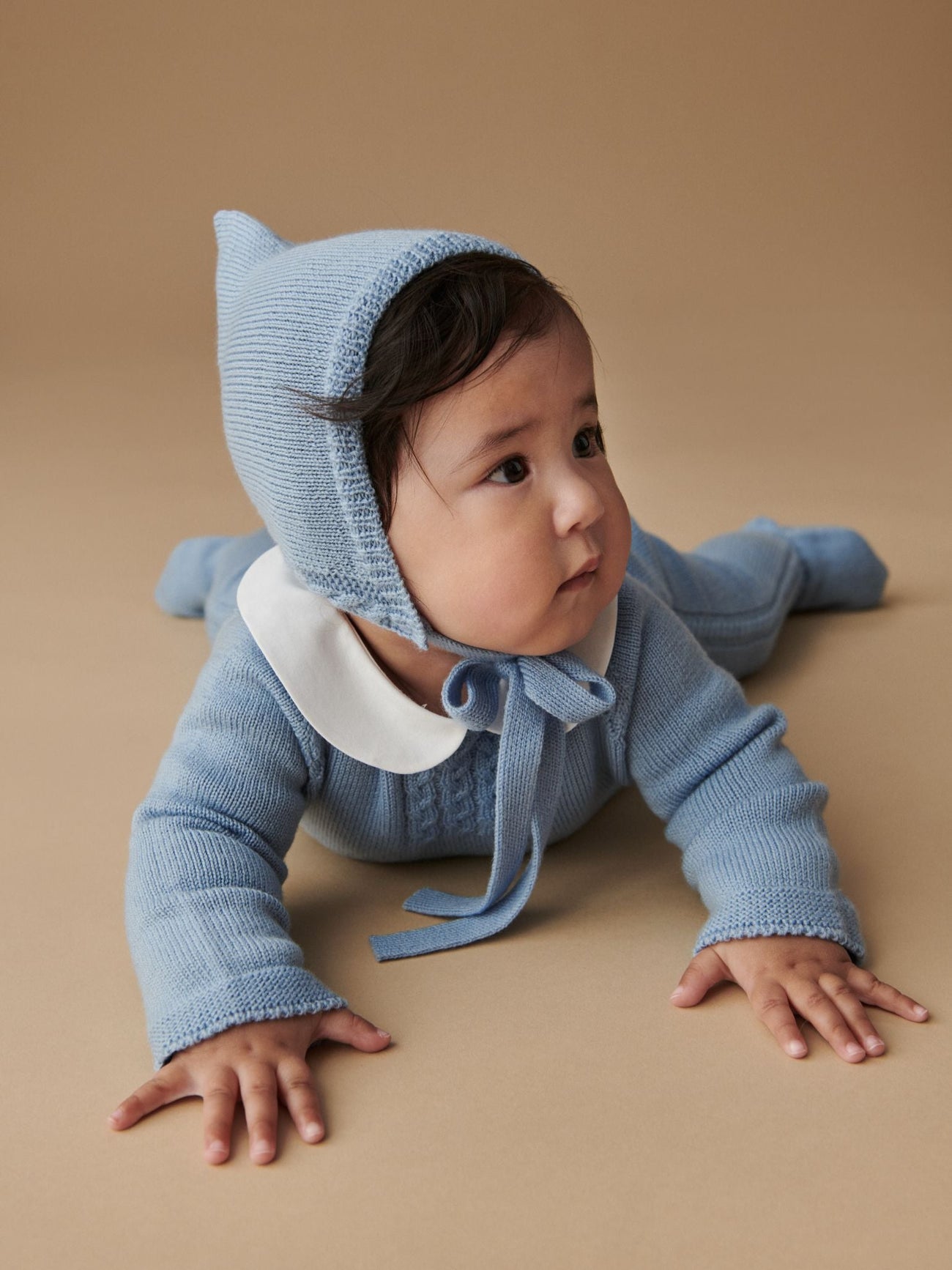 Dusty Blue Alma Merino Baby Knitted Bonnet