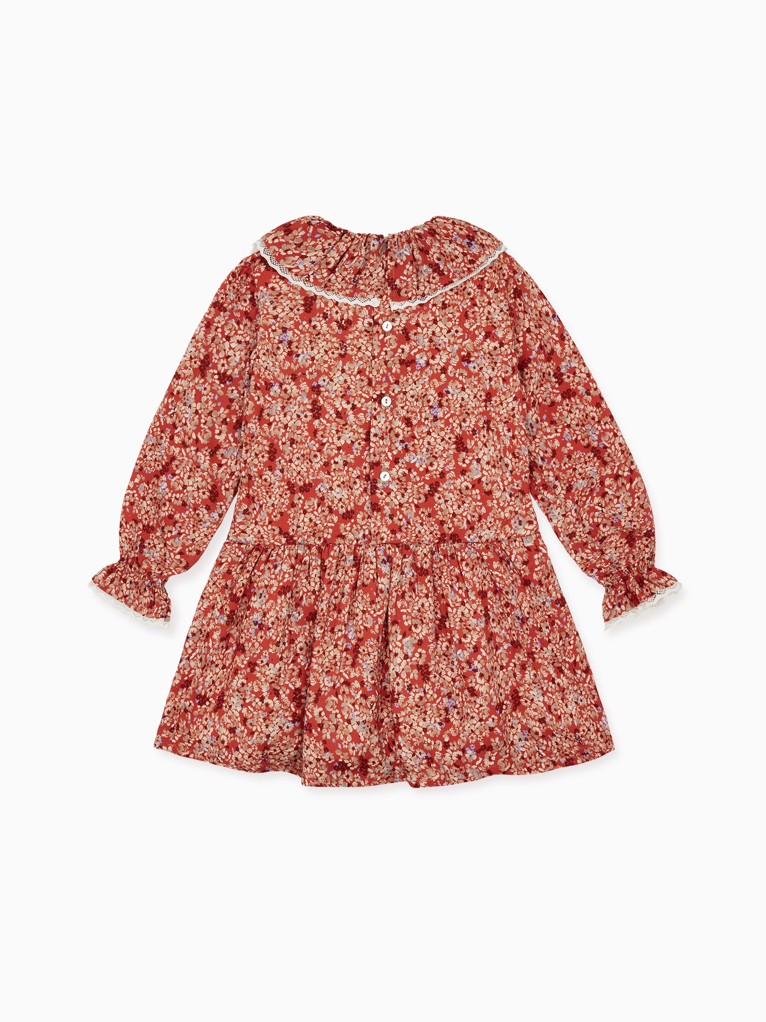 Terracotta Floral Chloe Girl Drop Waist Dress