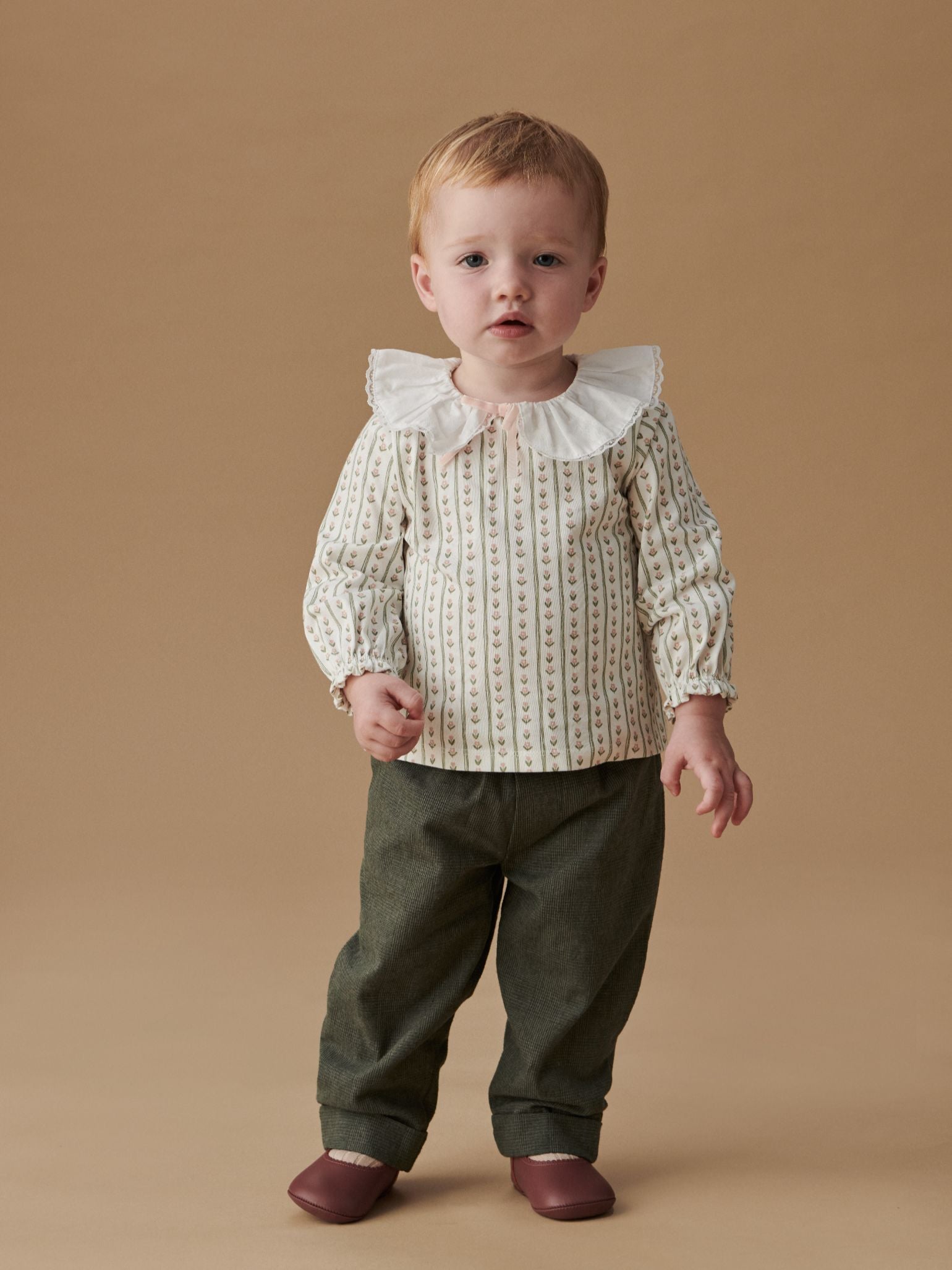 Sage Stripe Clareta Baby Top
