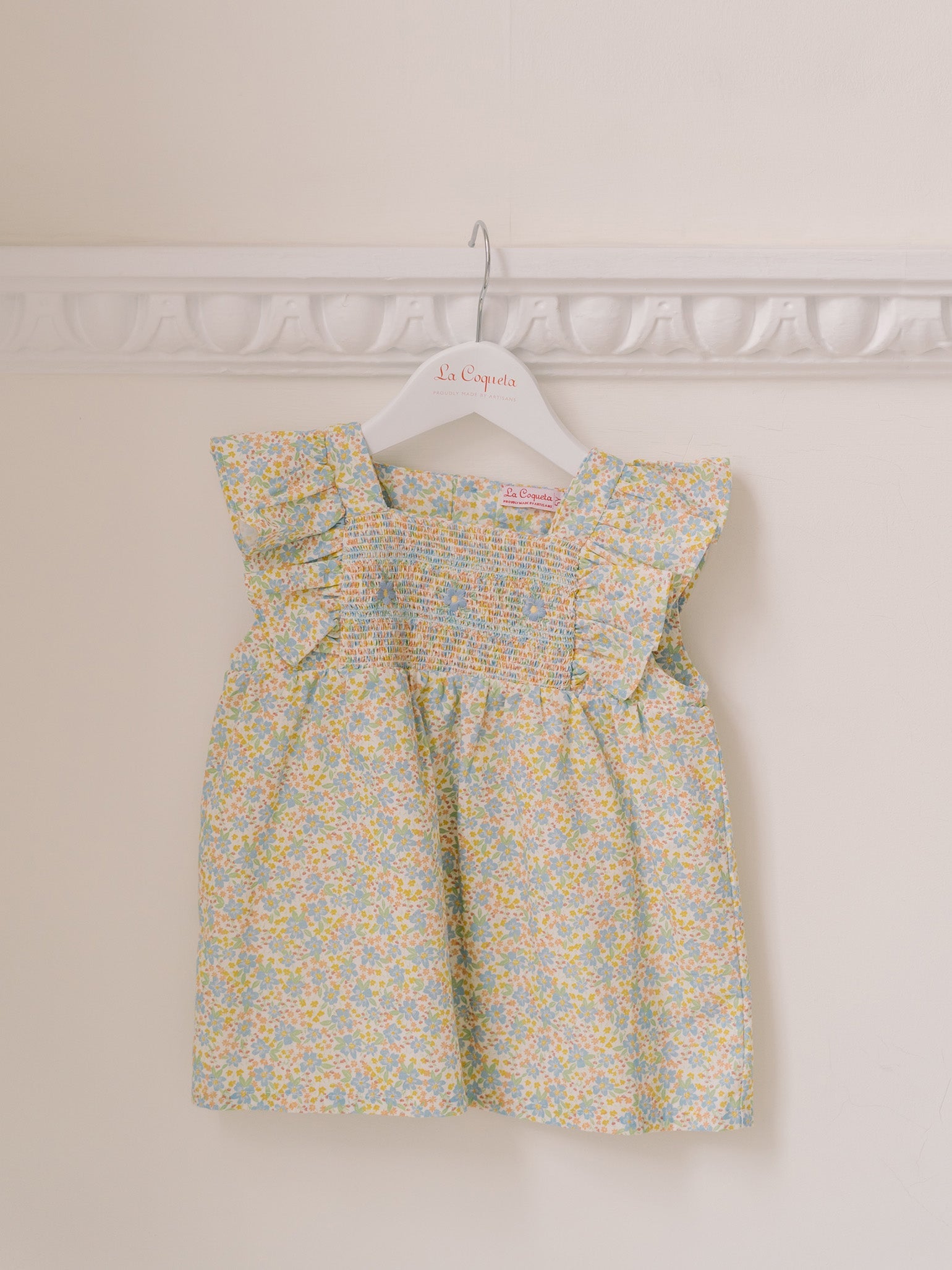 Blue Floral Claudia Smocked Girl Top