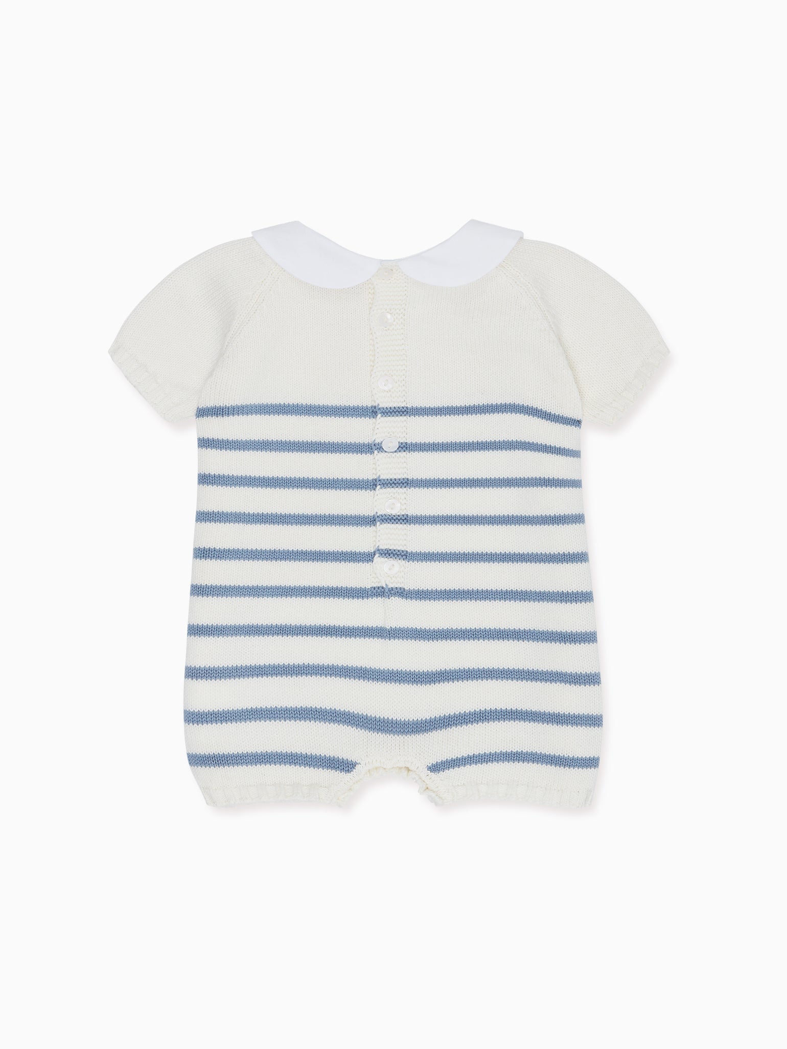 Dusty Blue Stripe Clavel Cotton Baby Knitted Playsuit