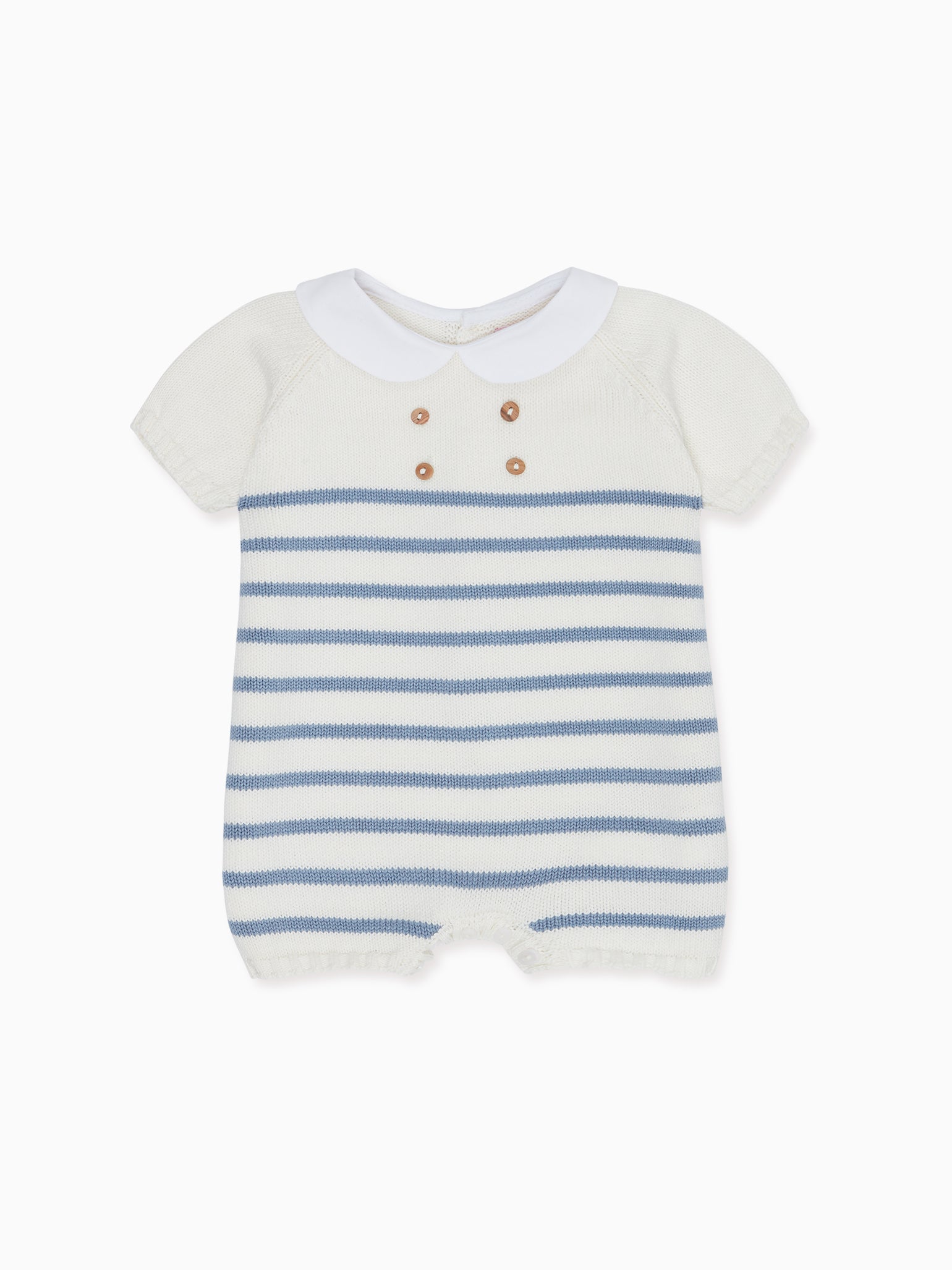 Dusty Blue Stripe Clavel Cotton Baby Knitted Playsuit