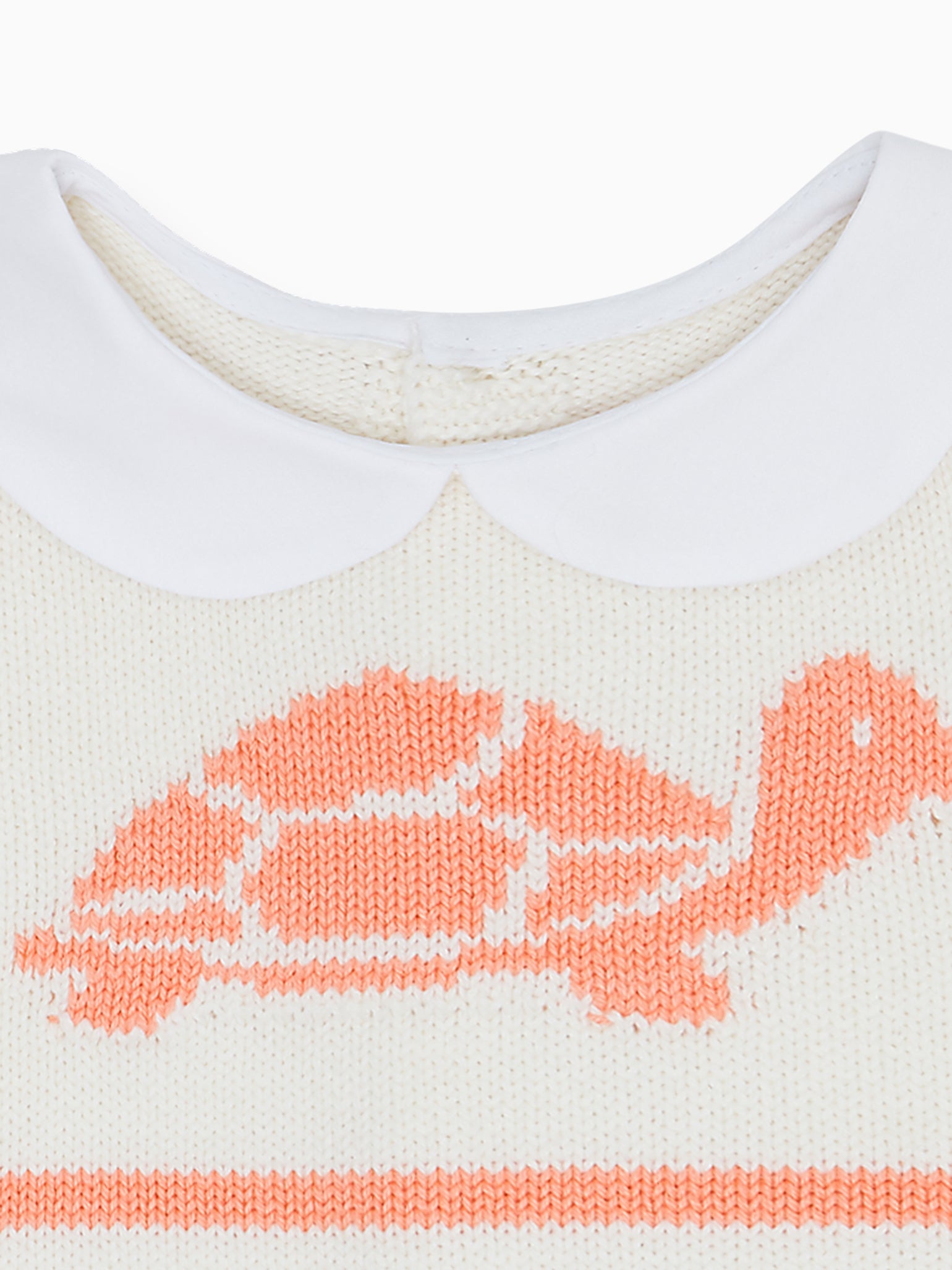 Coral Stripe Clavel Cotton Turtle Baby Knitted Playsuit