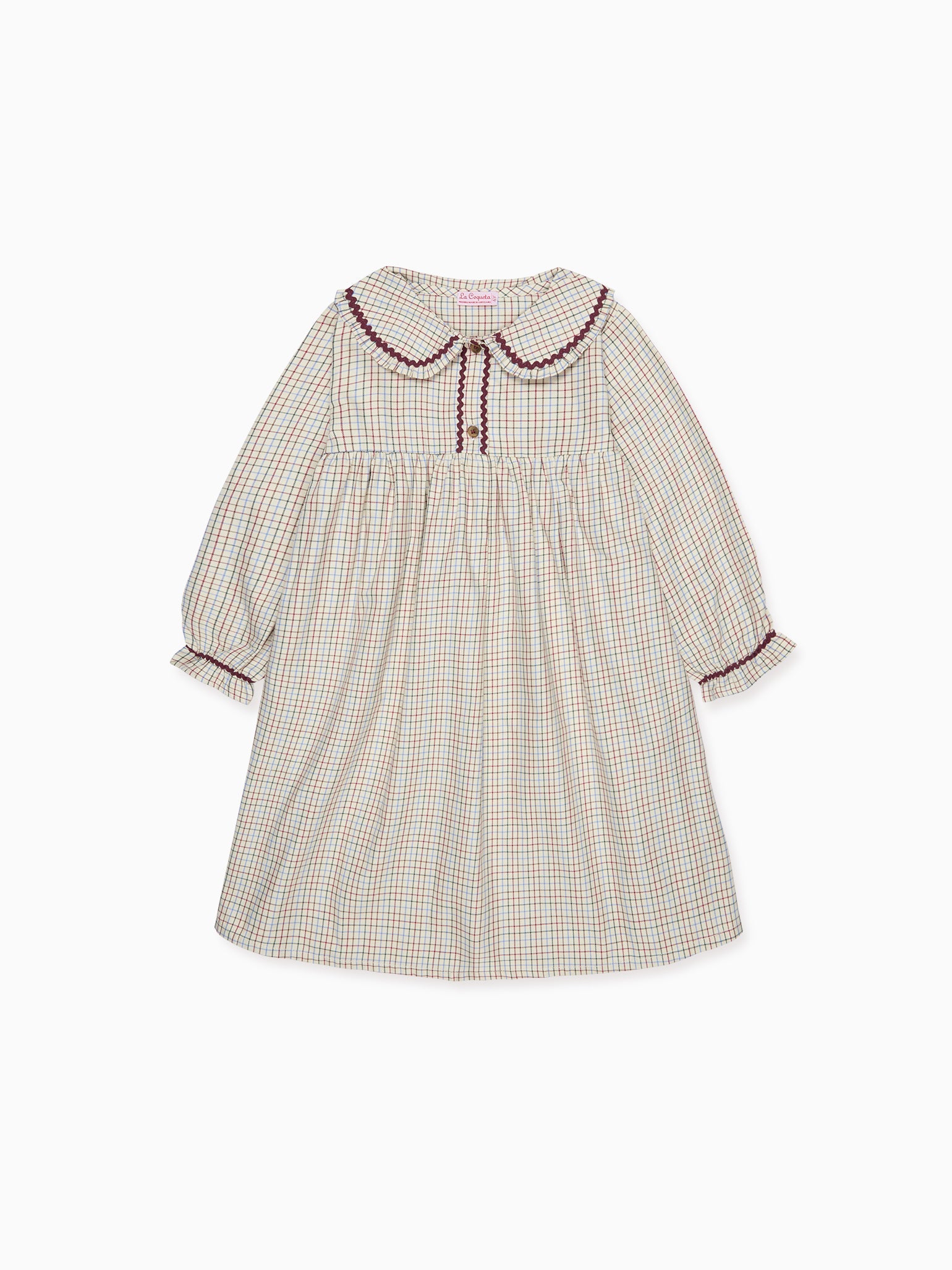 Ivory Check Clia Girl Nightgown La Coqueta Kids UK