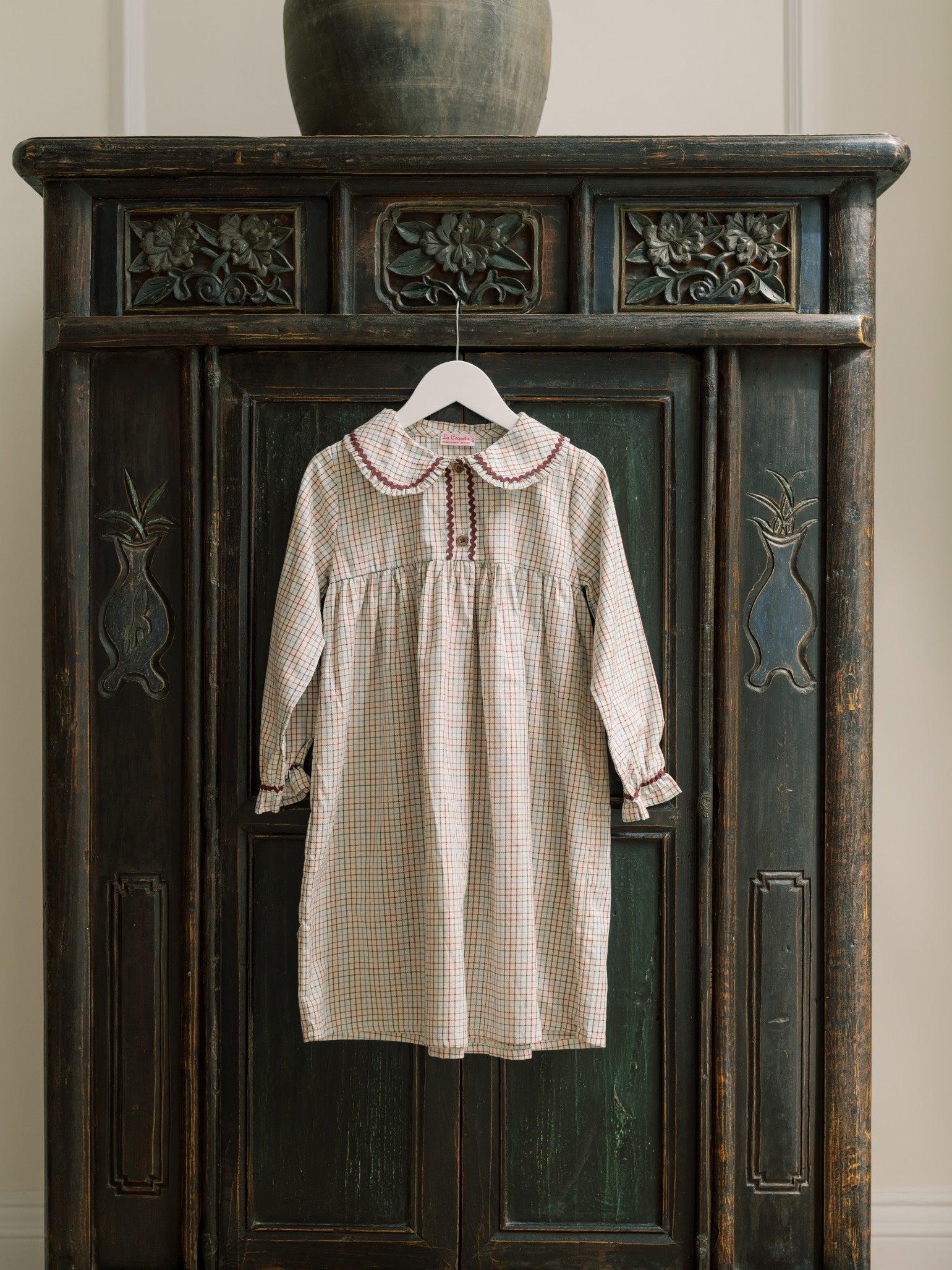 Ivory Check Clia Girl Nightgown