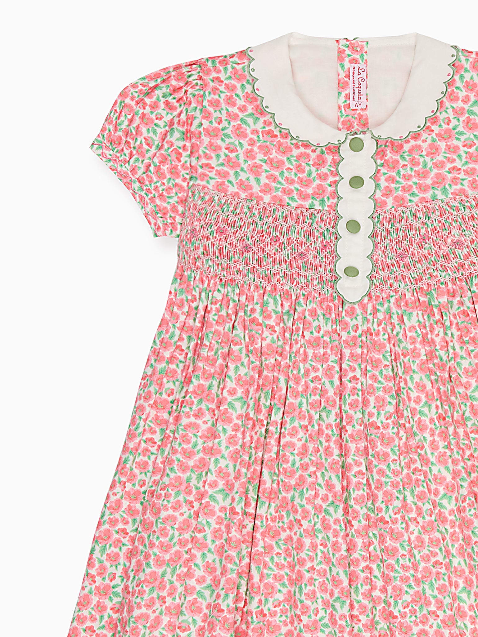 Red Floral Coco Girl Hand-Smocked Dress