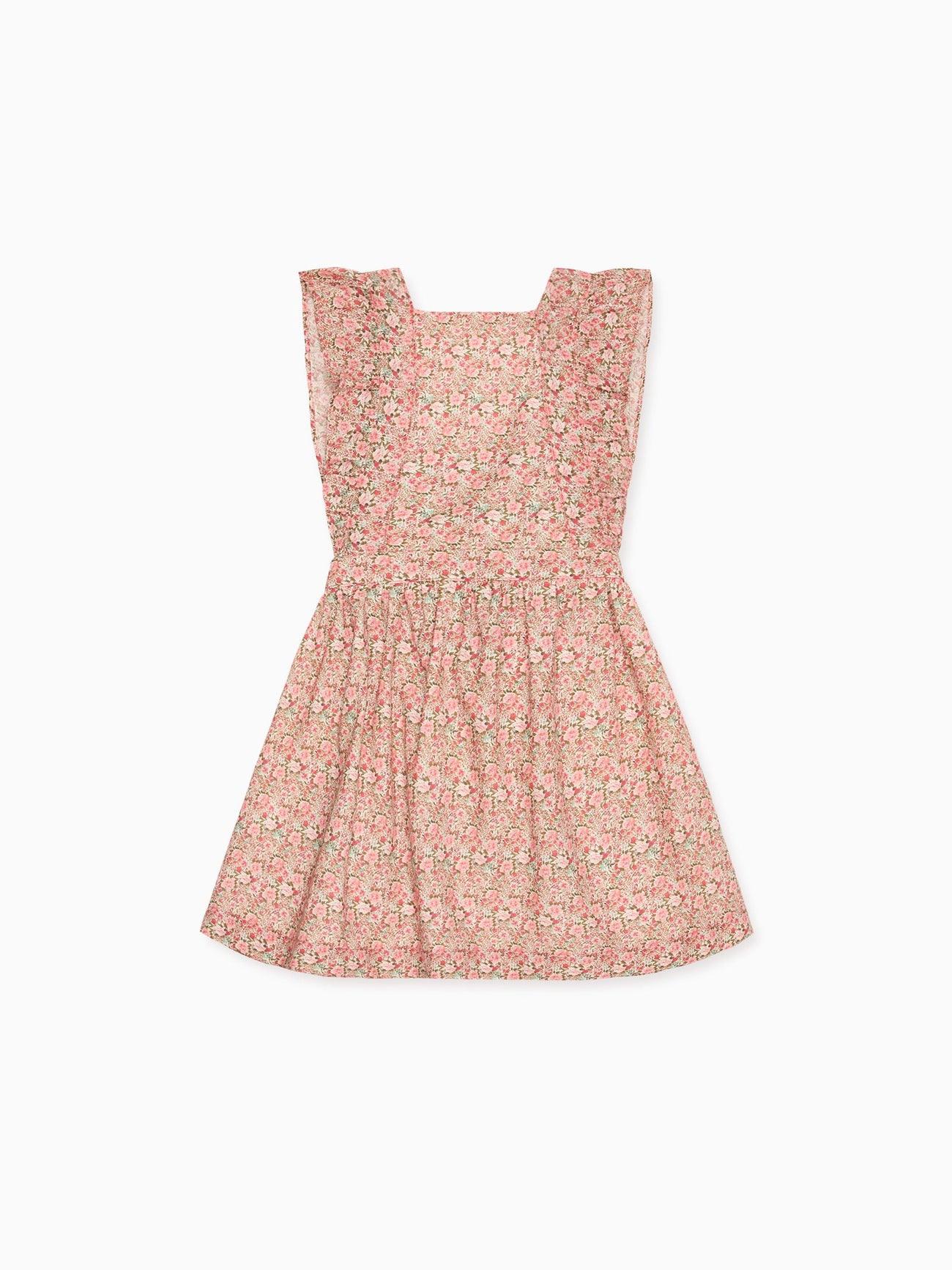 Coral Floral Cora Girl Pinafore Skirt