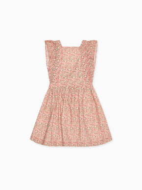 Coral Floral Cora Girl Pinafore Skirt