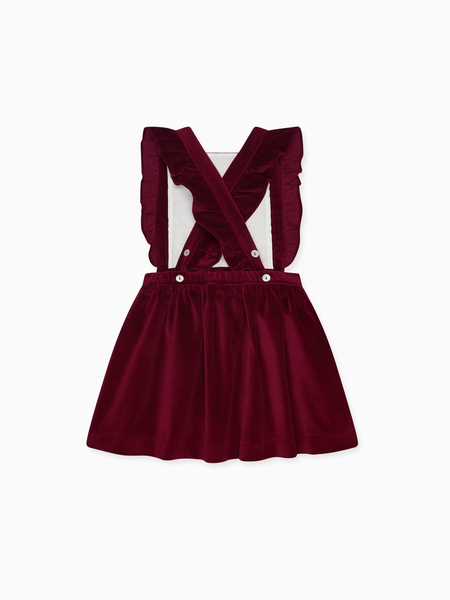 Burgundy Cora Velvet Girl Pinafore Skirt