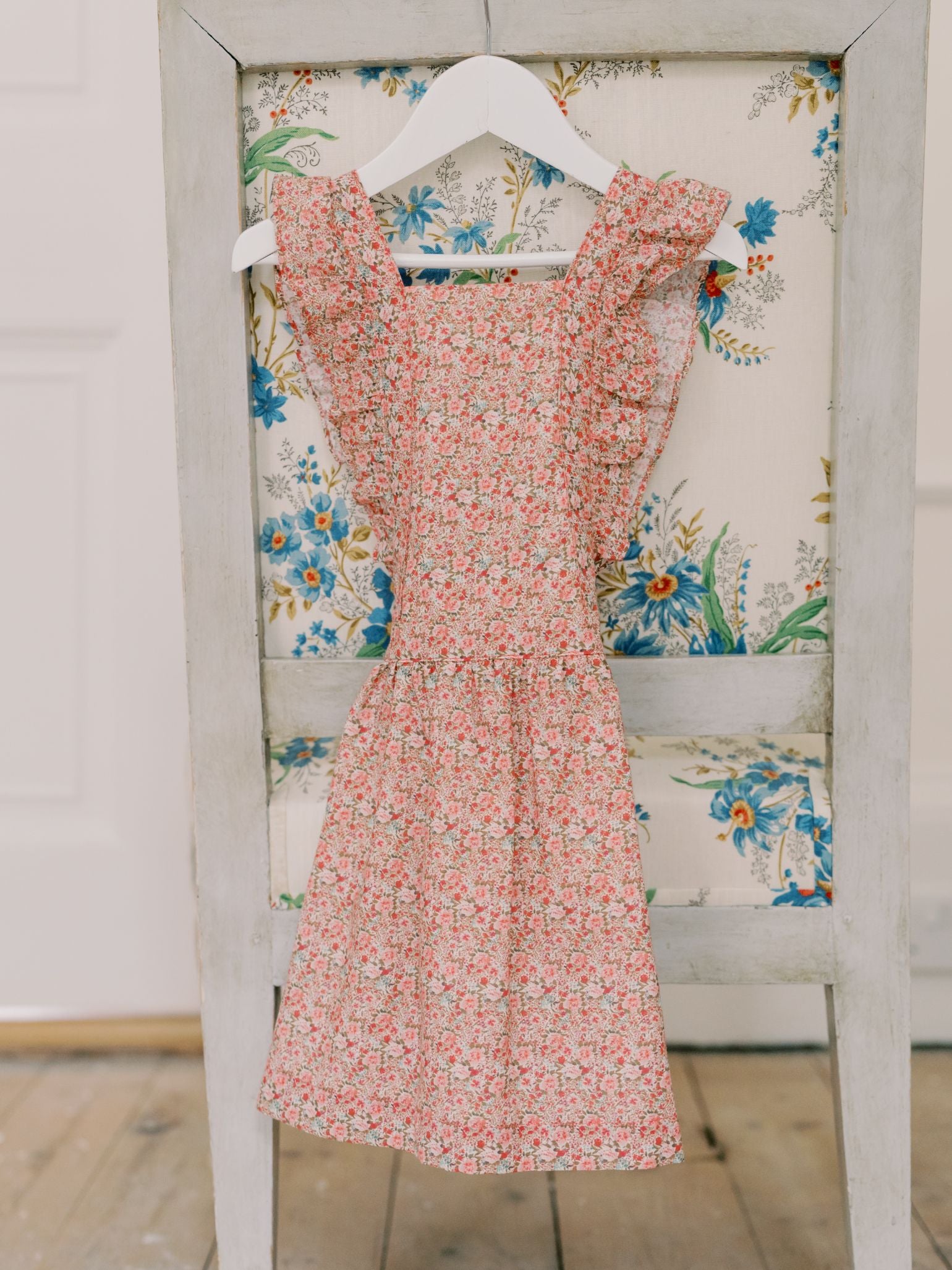 Coral Floral Cora Girl Pinafore Skirt
