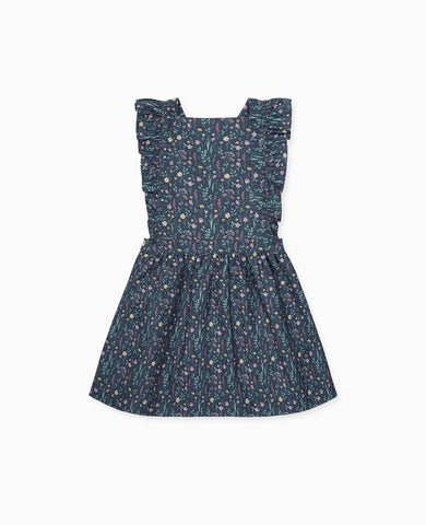 Navy Floral Cora Girl Pinafore Skirt
