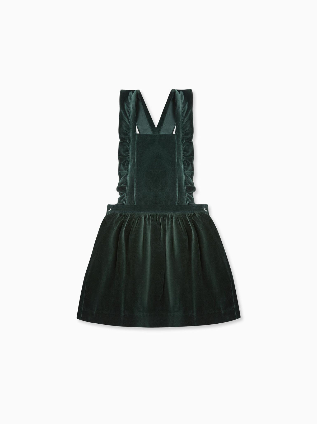 Dark Green Cora Velvet Girl Pinafore Skirt