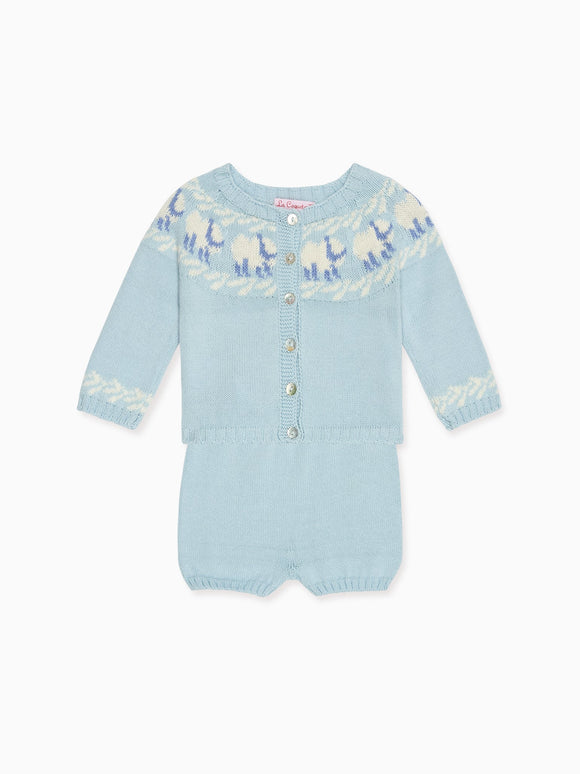 Light Blue Cordero Cotton Baby Knitted Set