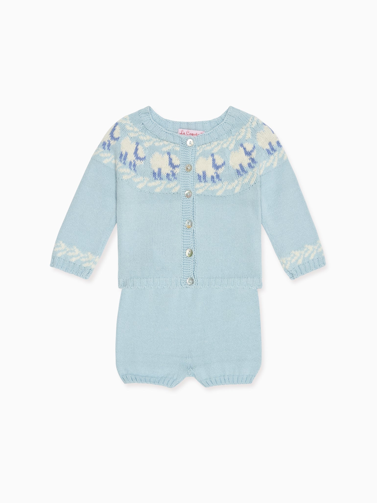 Light Blue Cordero Cotton Baby Knitted Set