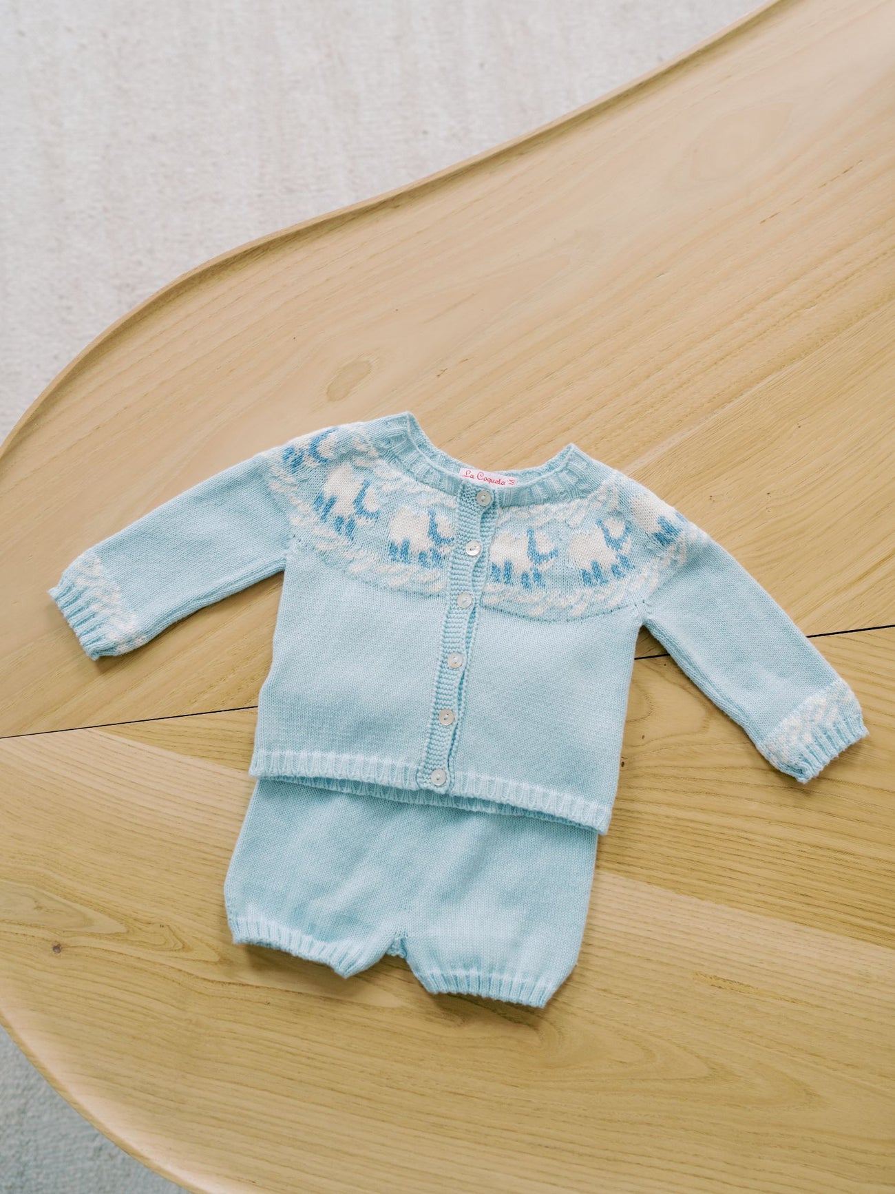 Light Blue Cordero Cotton Baby Knitted Set