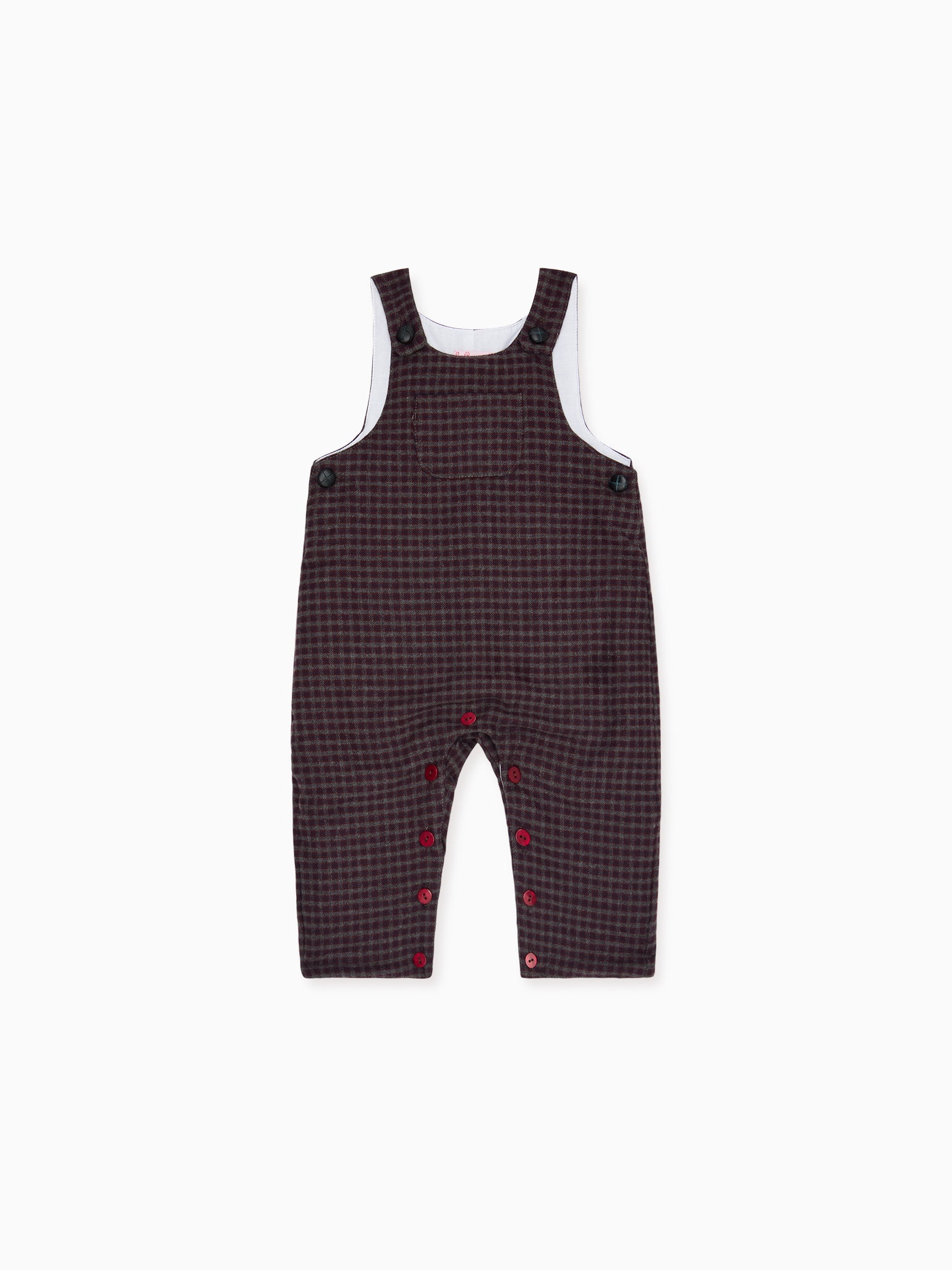 Burgundy Check Coroza Baby Dungarees