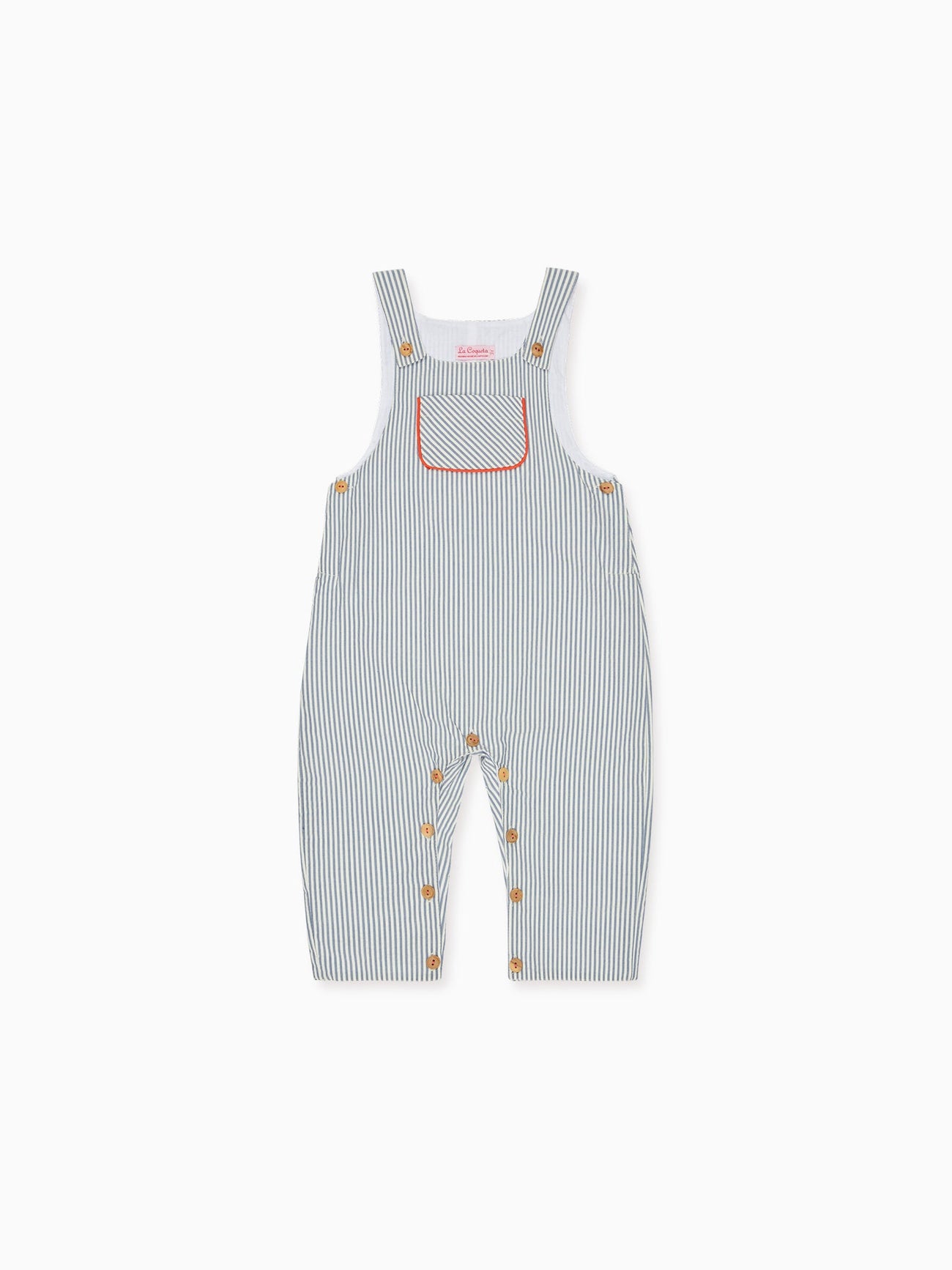 Navy Stripe Coroza Baby Dungarees
