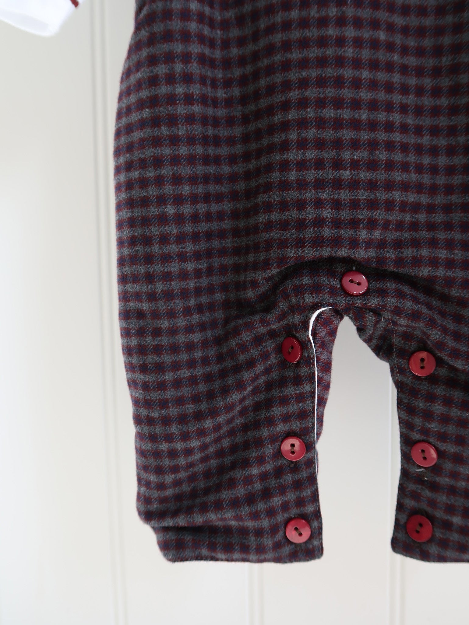 Burgundy Check Coroza Baby Dungarees