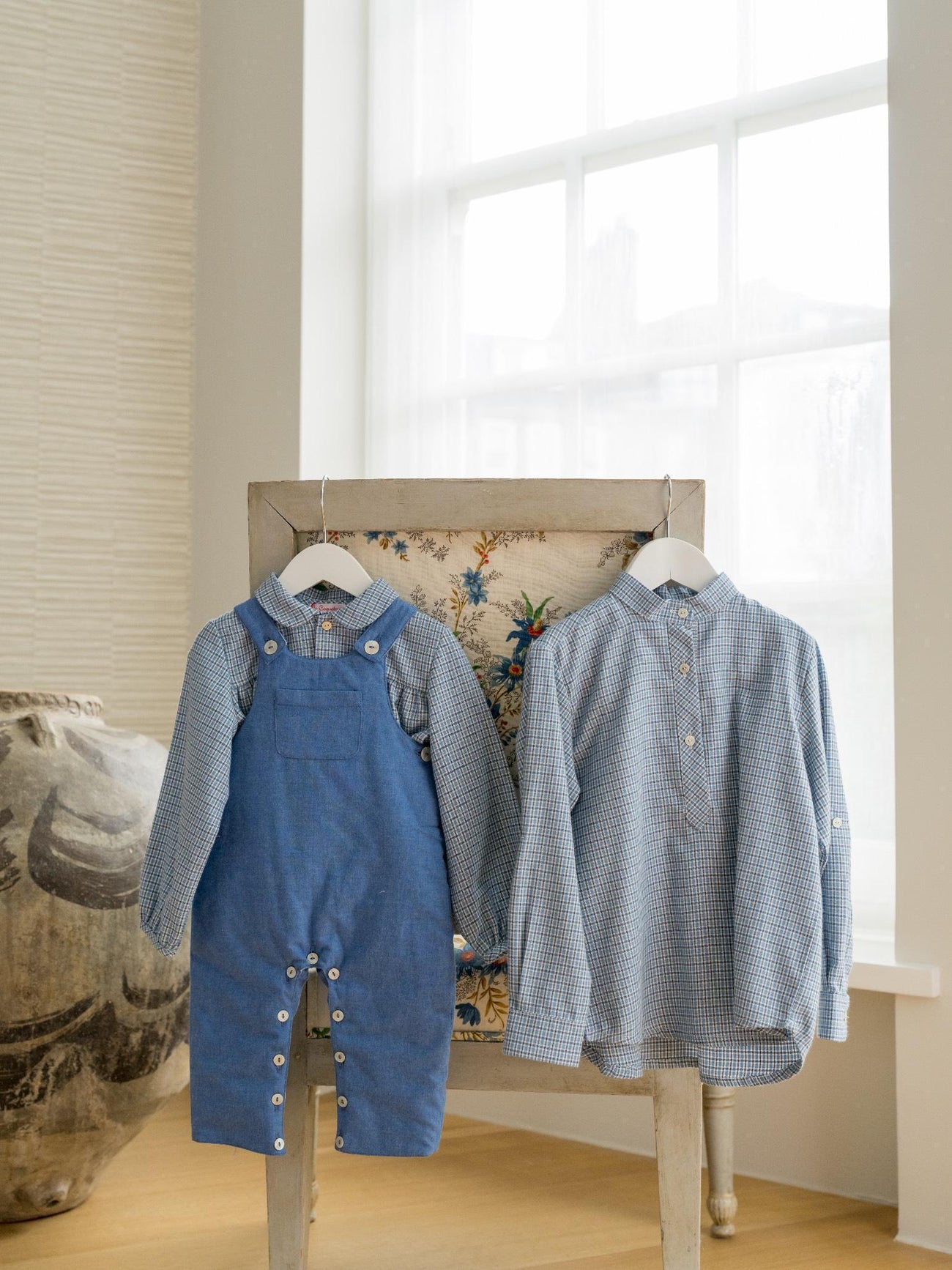 Dusty Blue Check Jazmin Long Sleeve Boy Shirt