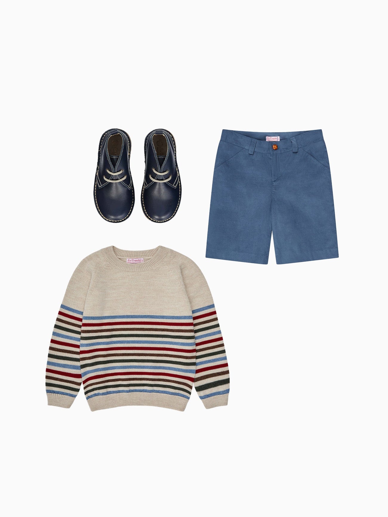 Curro Boy Jumper, Lucas Boy Shorts & Desert Boots Outfit Bundle