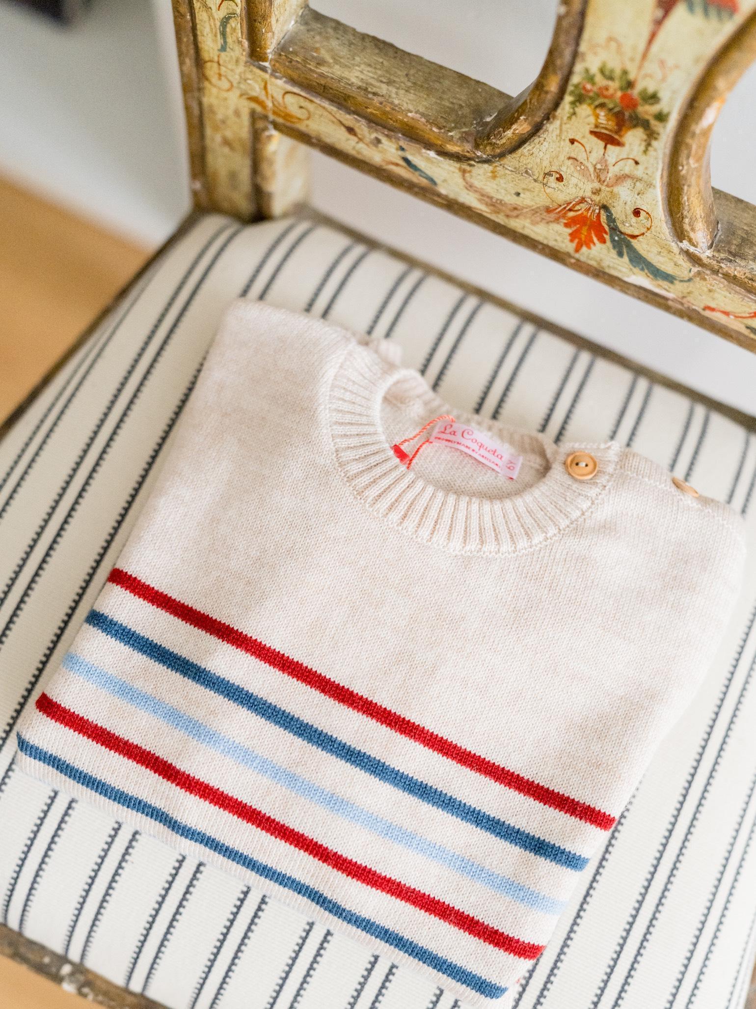 Oatmeal Stripe Curro Merino Boy Jumper