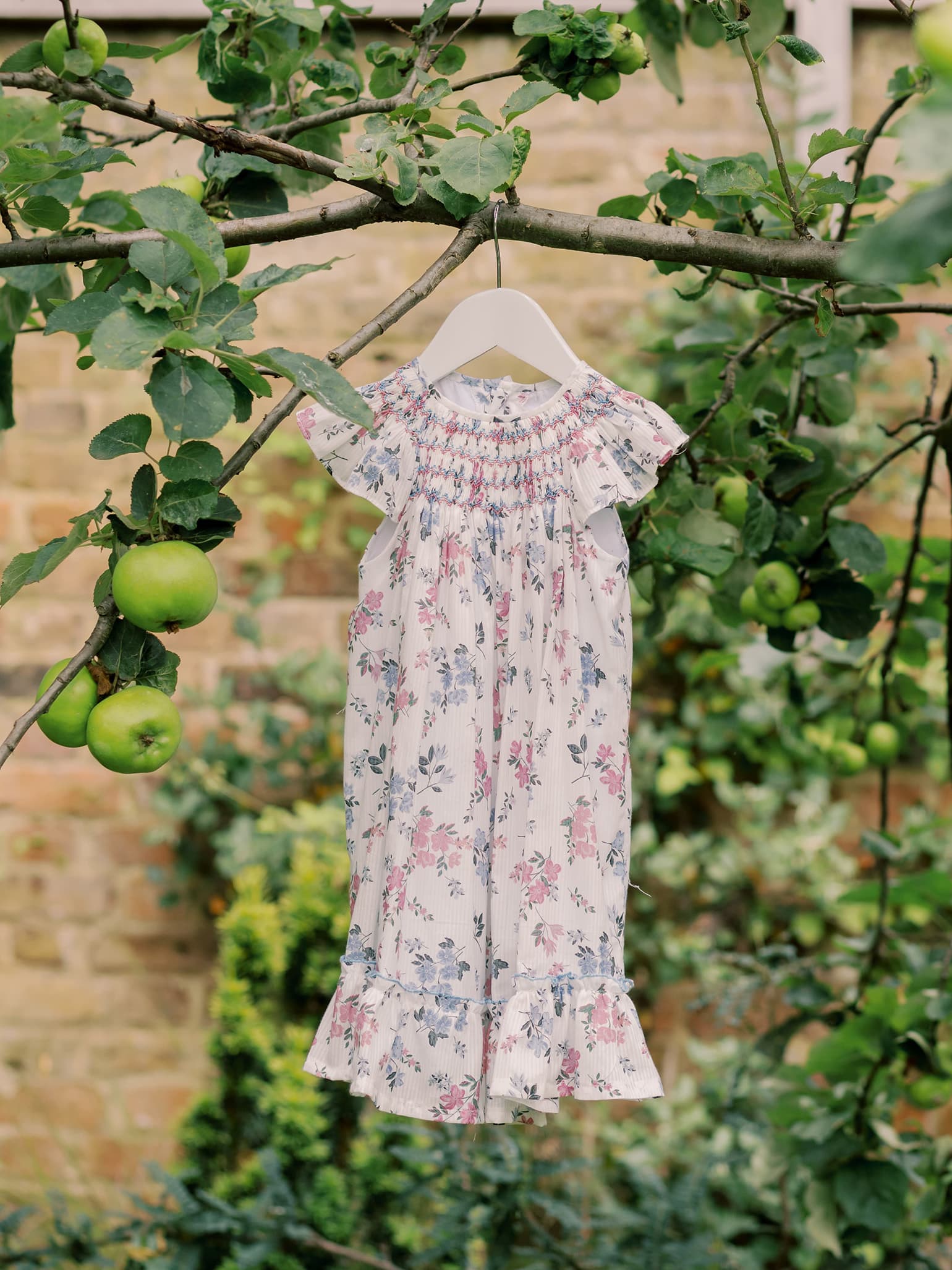 Magenta Floral Dahlia Girl Hand-Smocked Dress