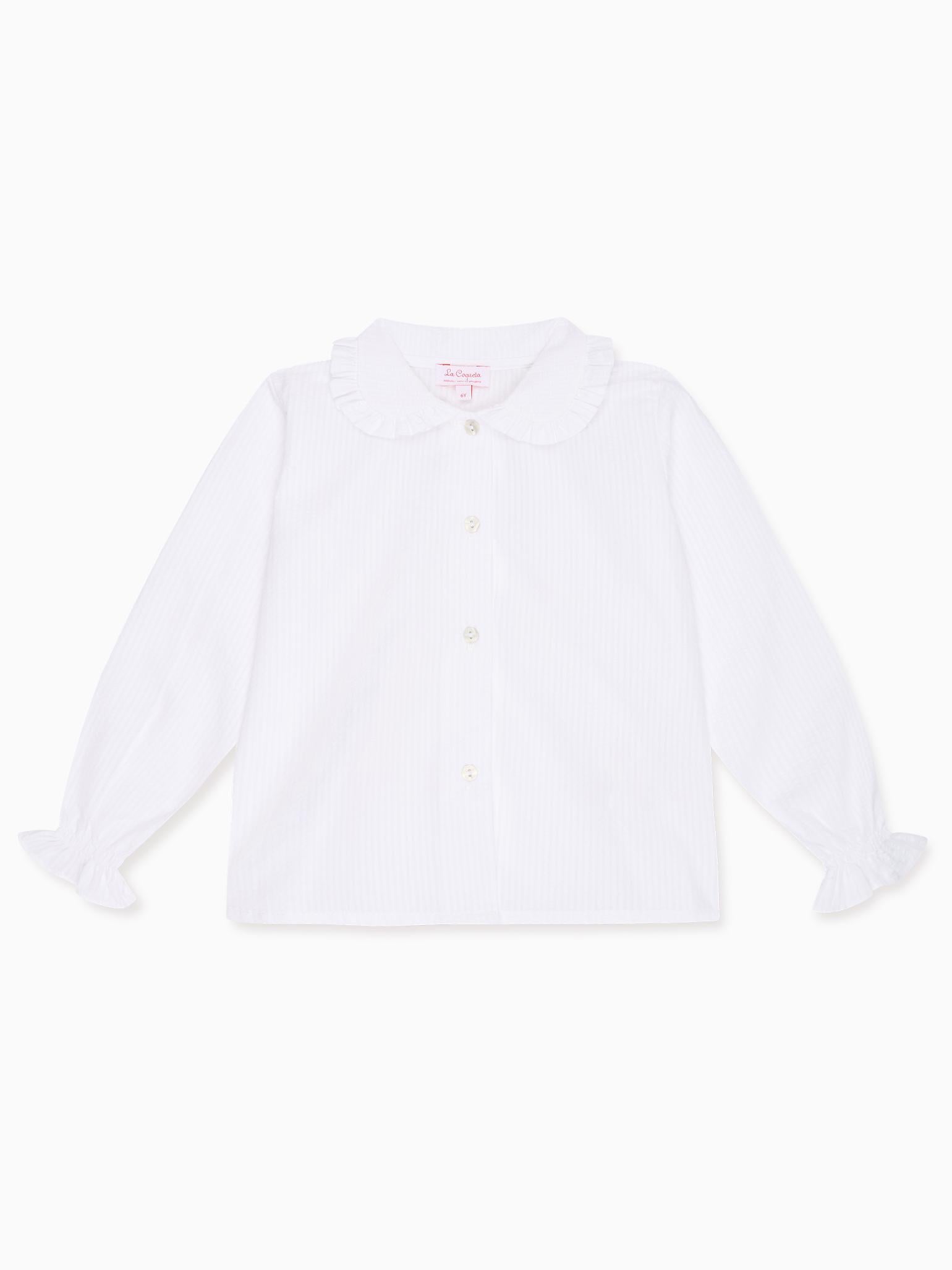 White Dameras Long Sleeve Girl Shirt