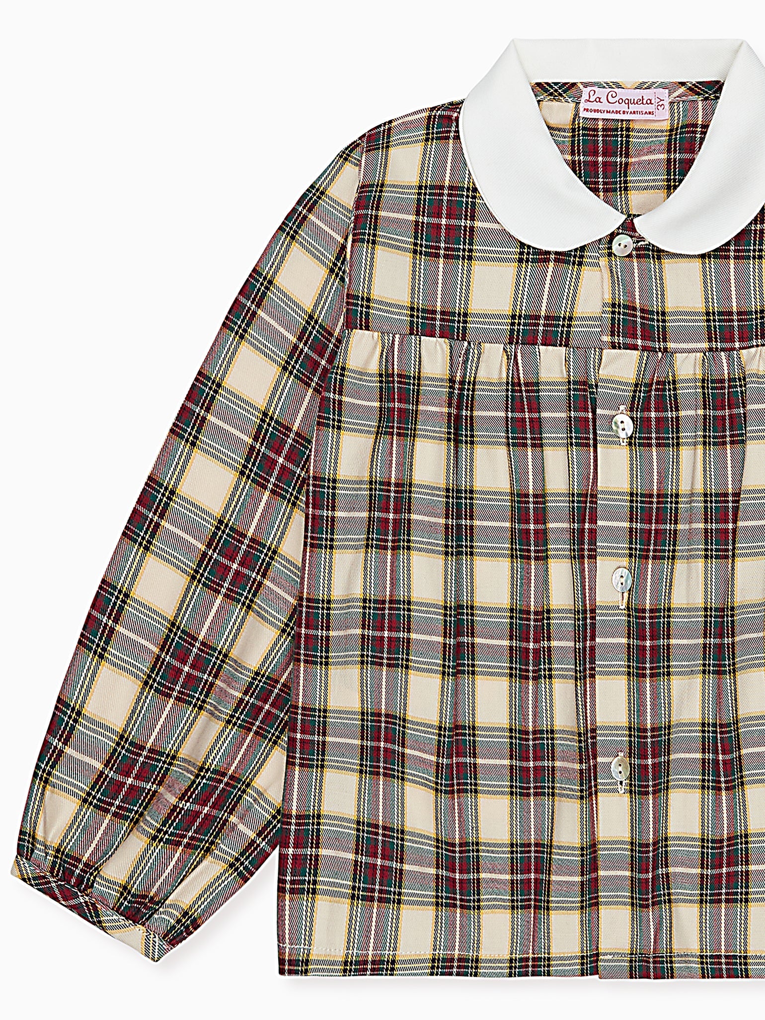 Ivory Tartan Dante Long Sleeve Baby Shirt