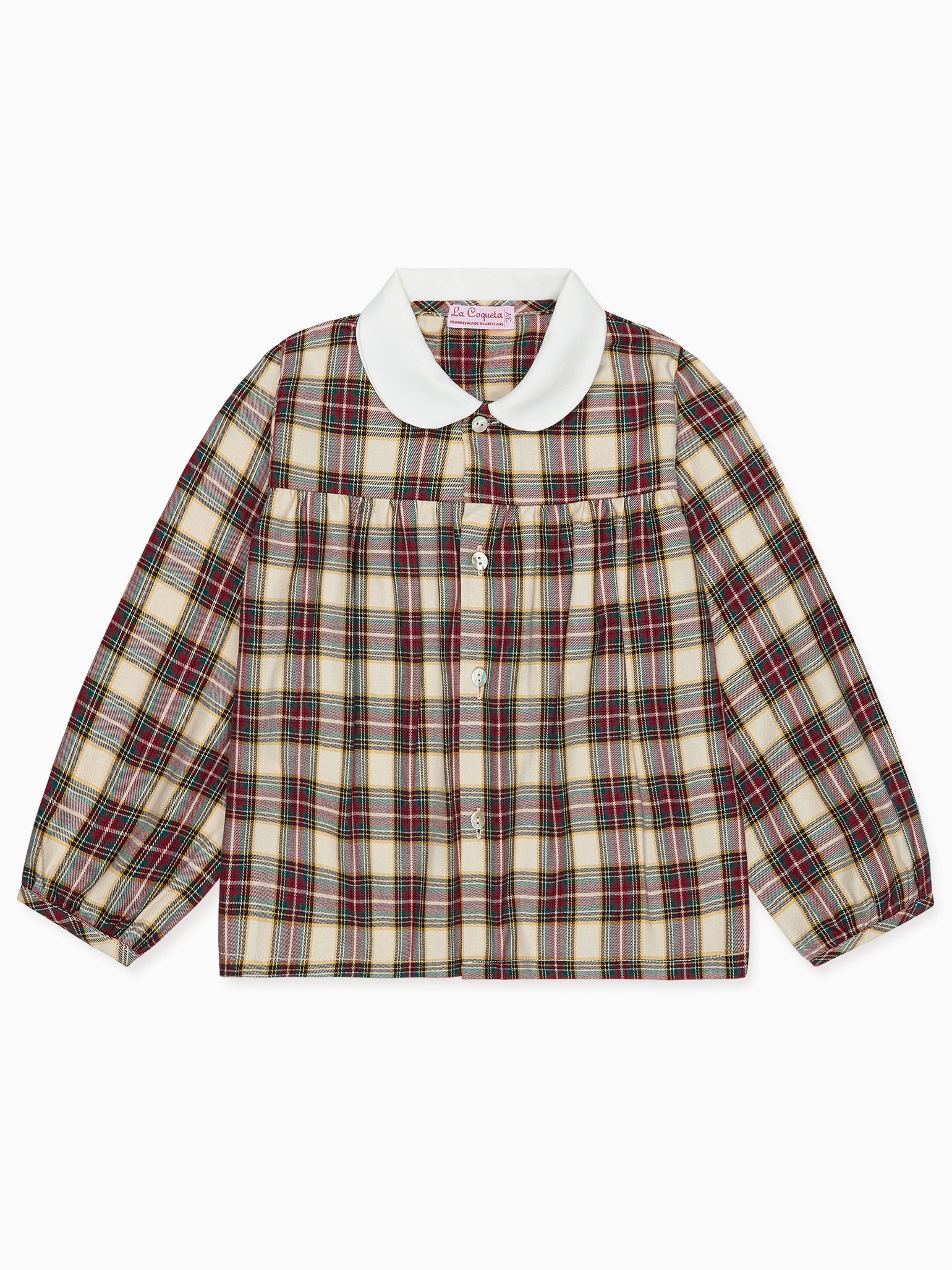 Ivory Tartan Dante Long Sleeve Baby Shirt