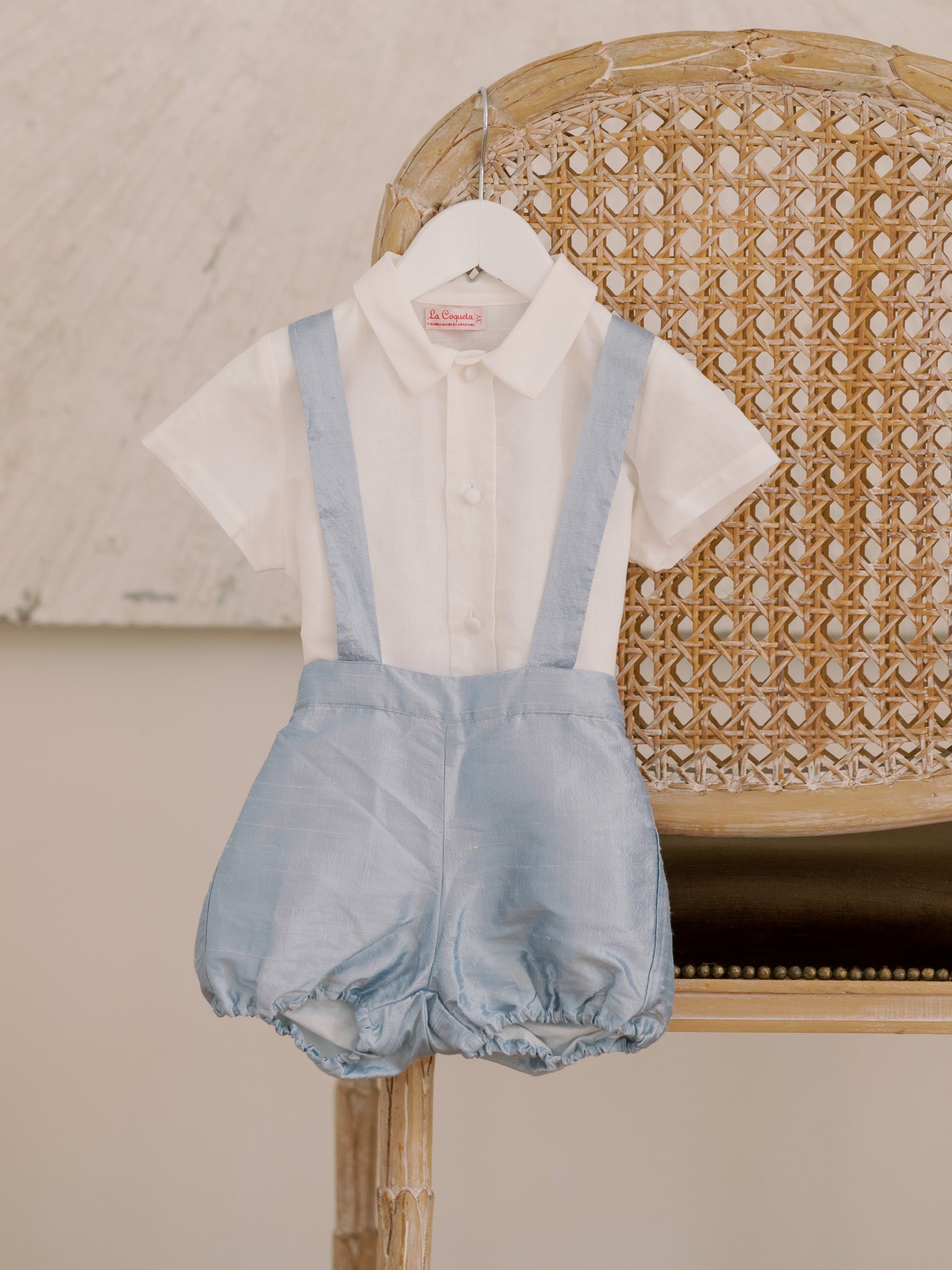 Light Blue Aliso Ceremony Silk Baby Boy Set