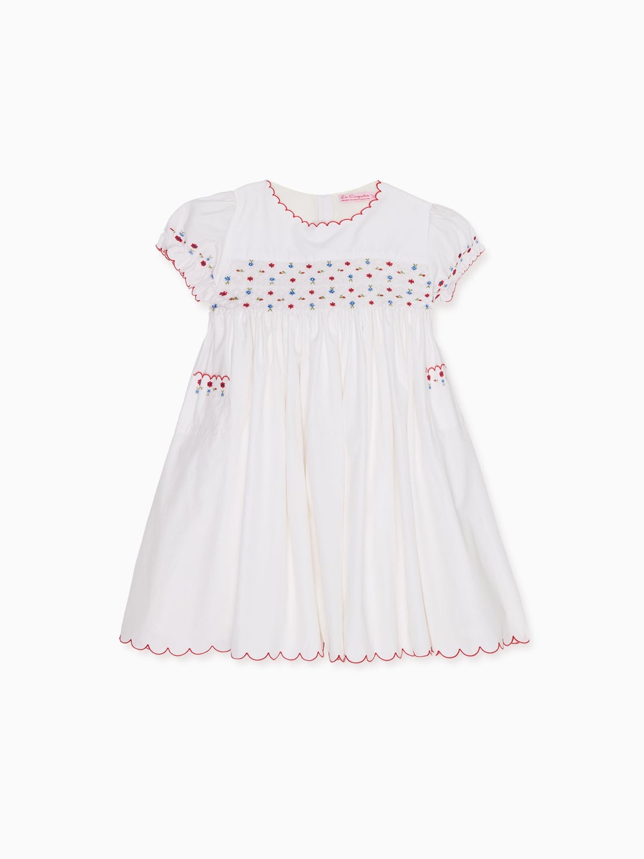 White Delilah Hand-Smocked Girl Dress
