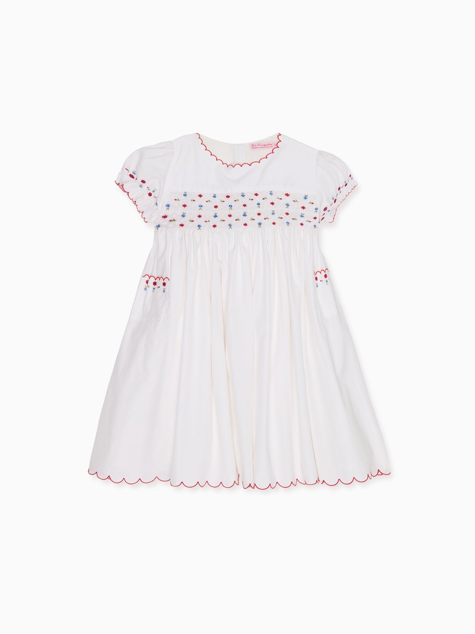 White Delilah Hand-Smocked Girl Dress