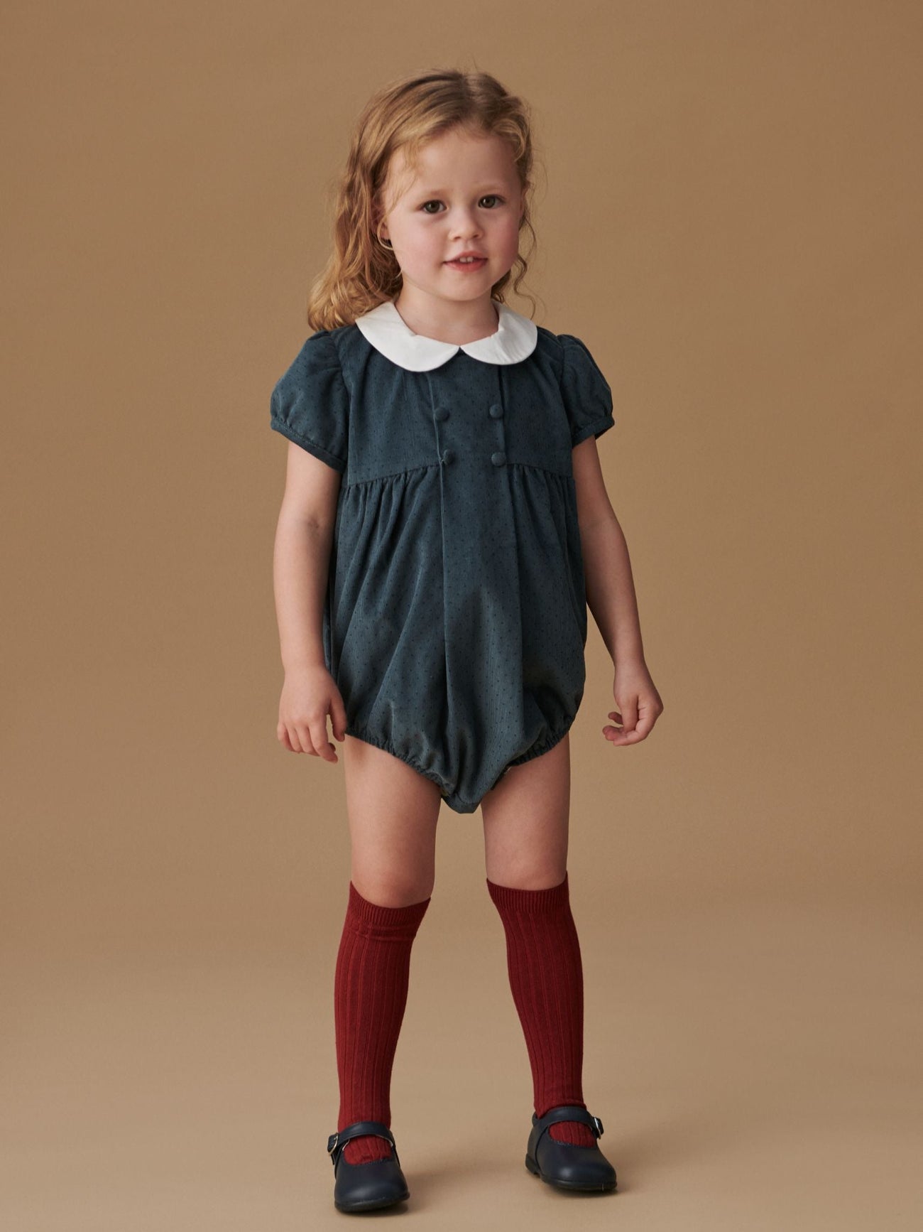 Blue Polka Dot Delora Baby Girl Romper